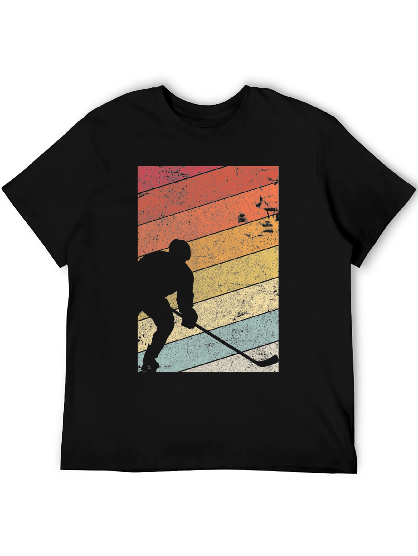 Black Retro Hockey Player Graphic T-Shirt view 5