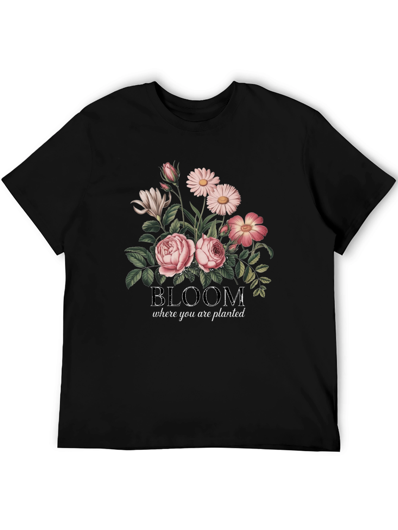 Black Bloom Where You Are Planted Graphic Tee view 5
