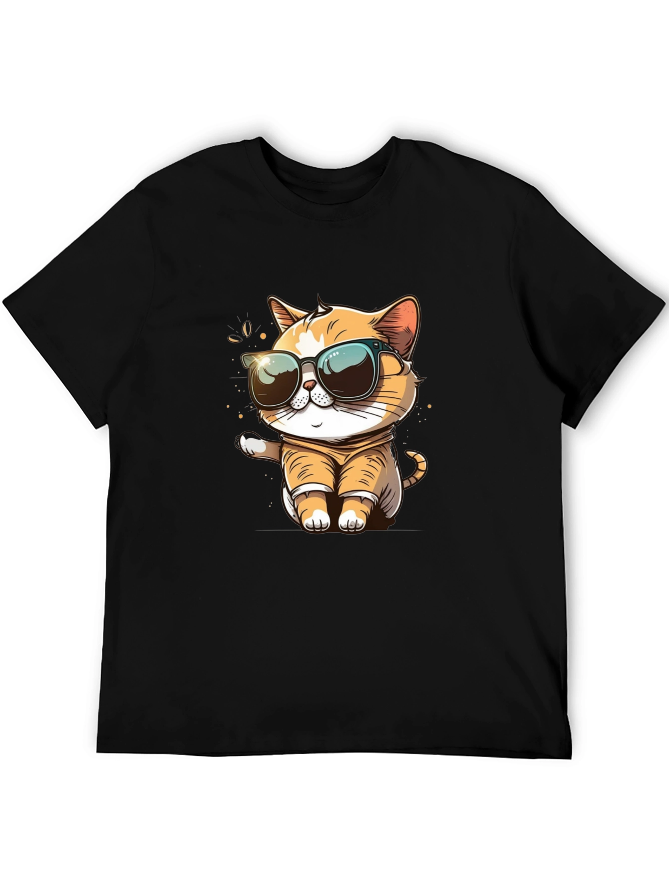 Black Cool Cat Graphic Tee - Trendy Style view 5