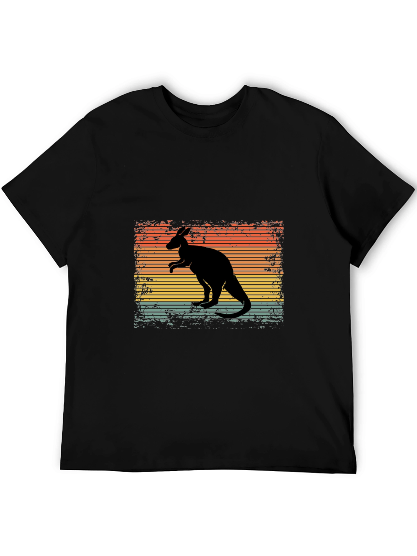 Black Retro Kangaroo Graphic T-Shirt view 5