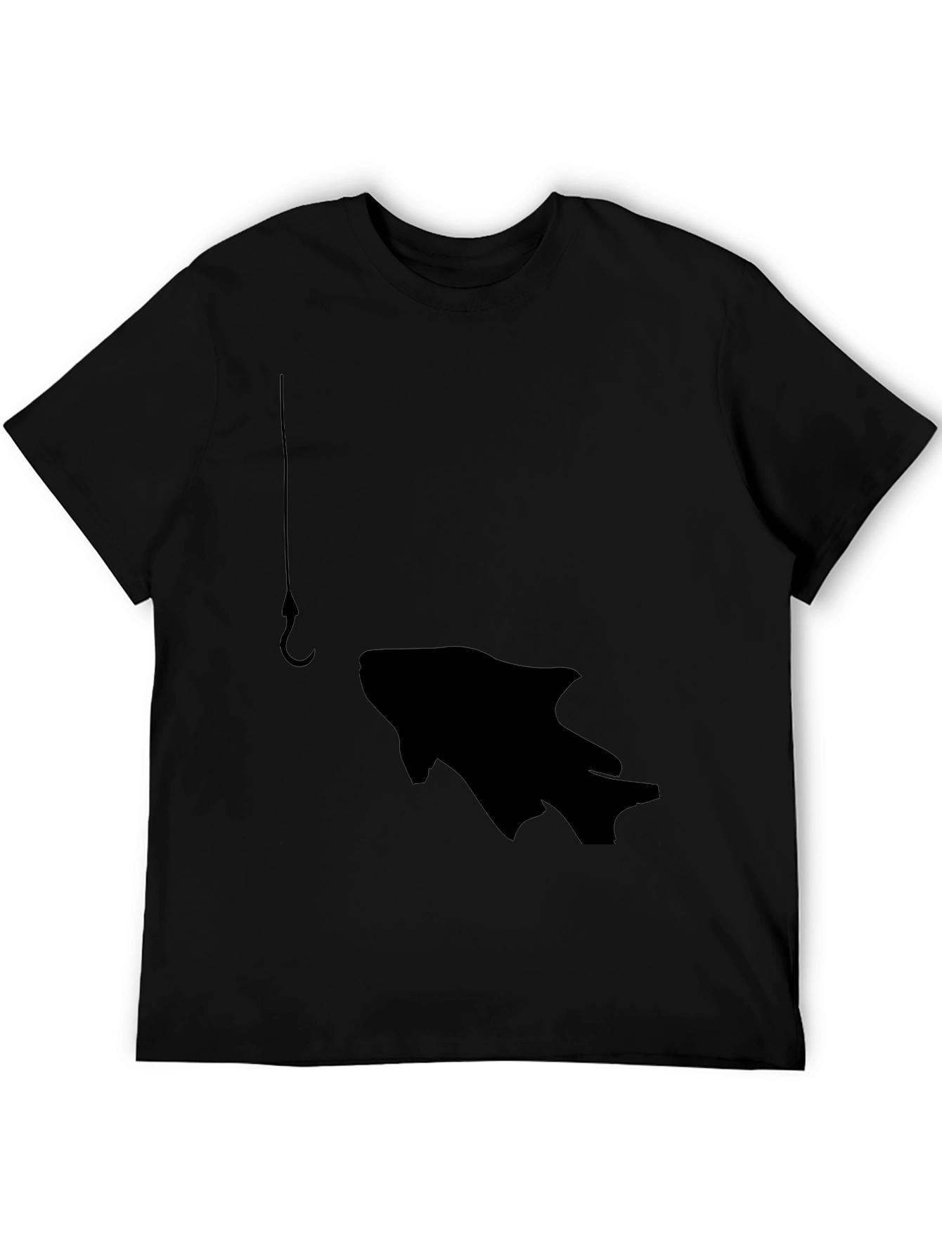 Black Fishing Hook Fish Graphic Tee - Black view 5