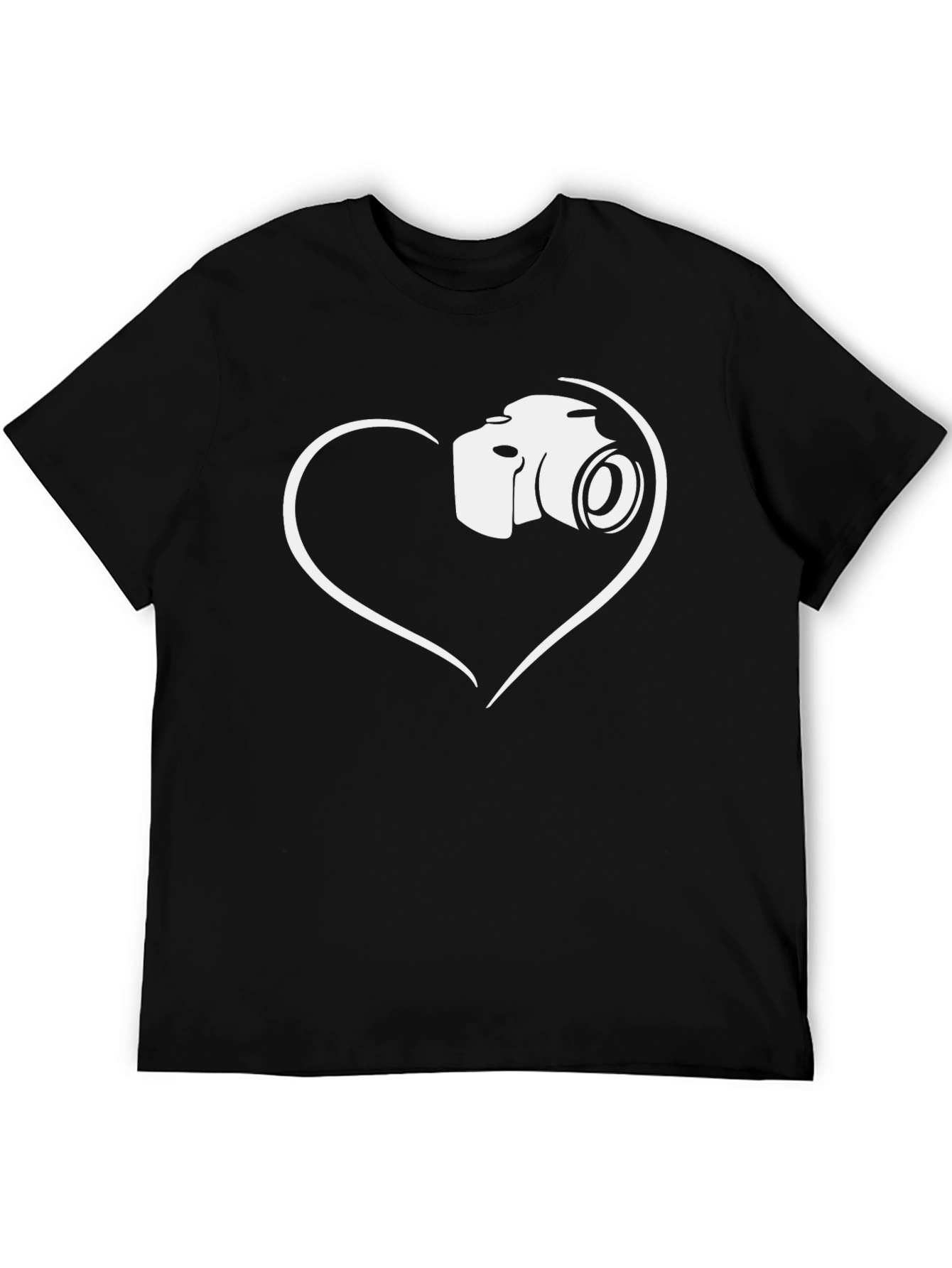 Black Camera Heart Graphic T-Shirt view 5