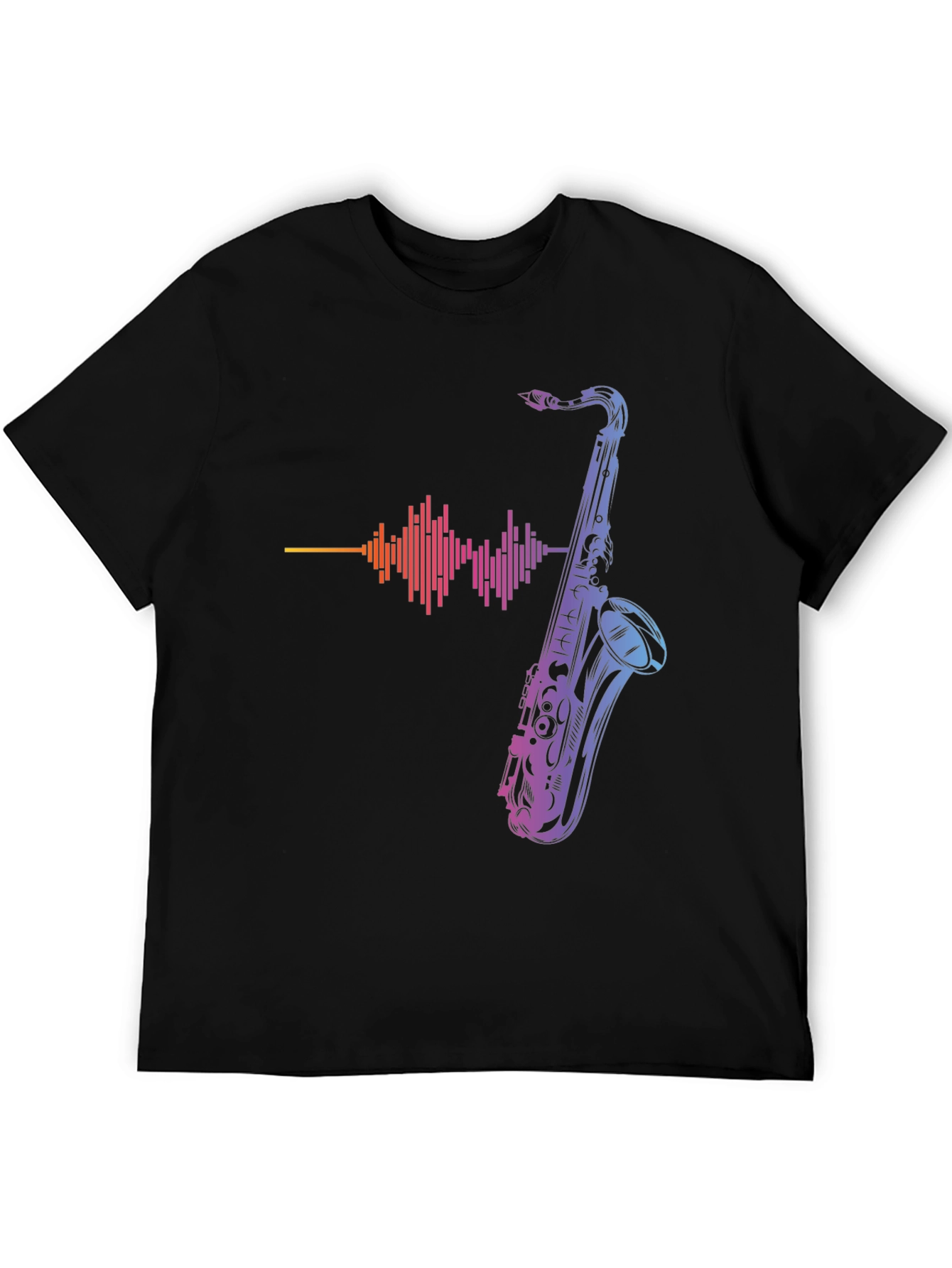 Black Saxophone Graphic Print Tee - Music Lover T-Shirt view 5