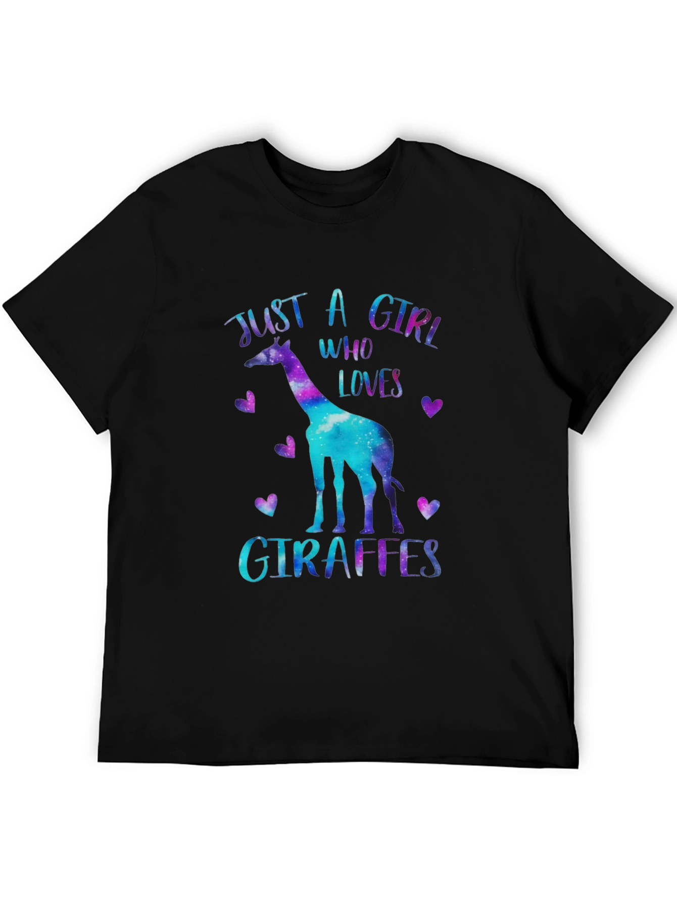 Black Just A Girl Who Loves Giraffes T-Shirt view 5