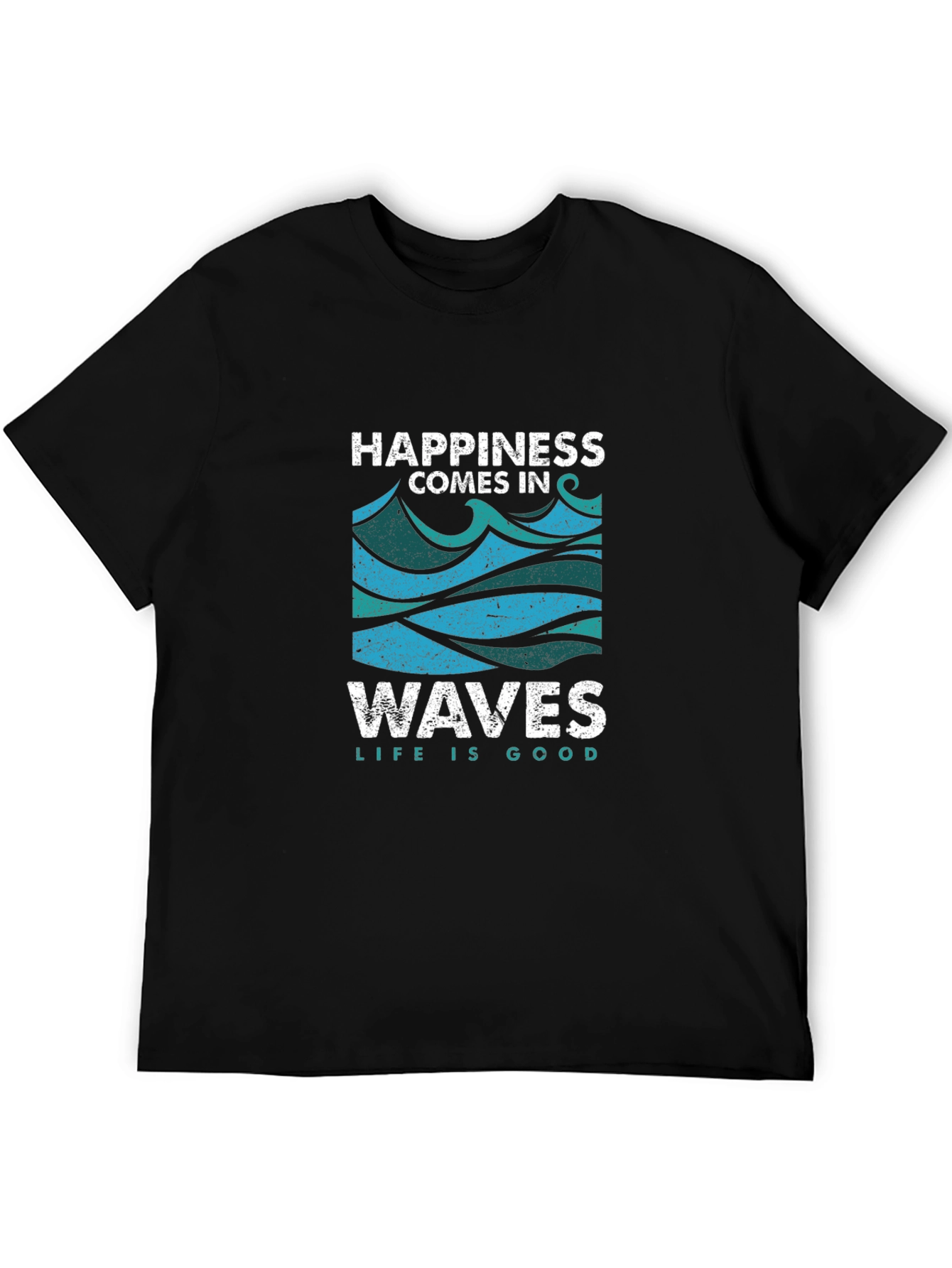 Black Happiness Comes in Waves T-Shirt - Life is Good view 5
