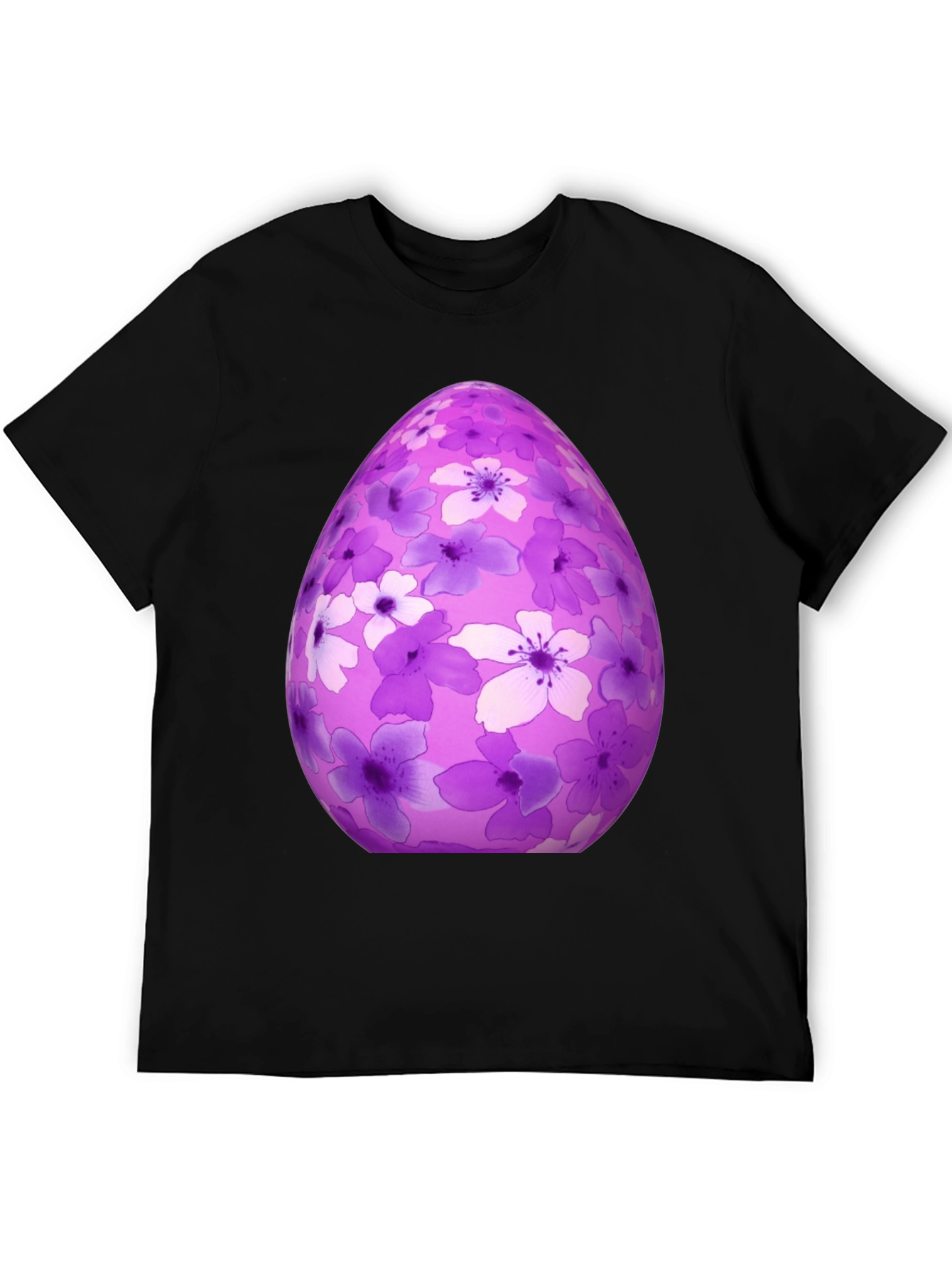 Black Floral Easter Egg Graphic Tee - Black Cotton Shirt view 5