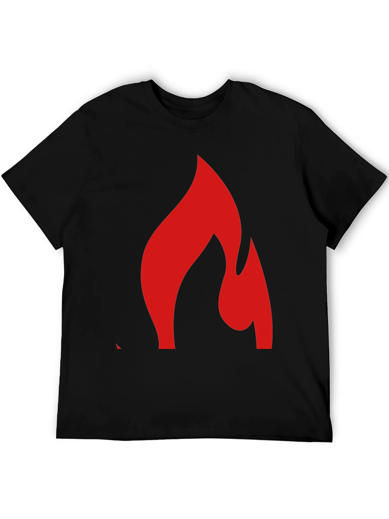 Black Bold Flame Graphic Tee - Black Cotton Blend Shirt view 5
