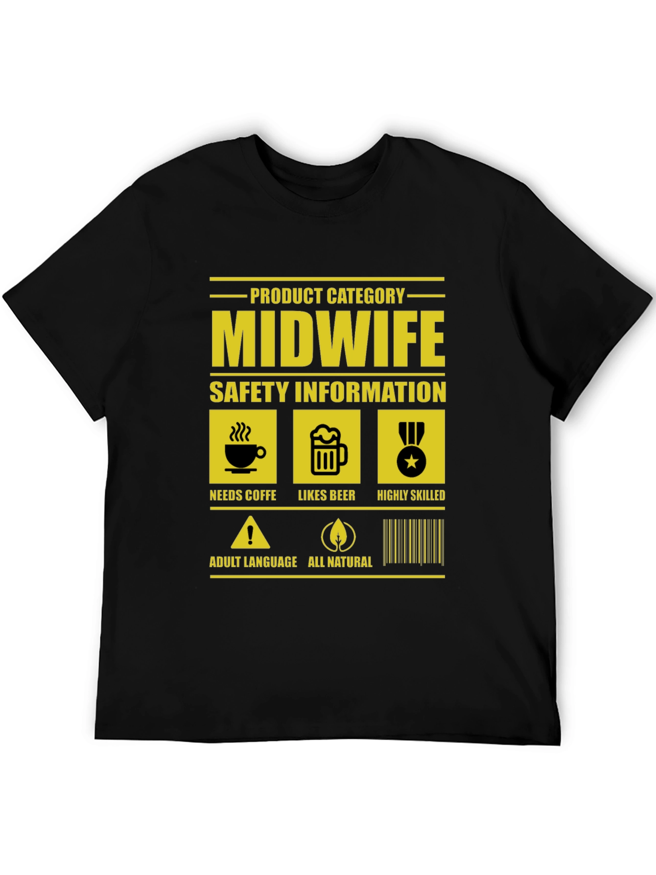 Black Midwife Product Category Funny T-Shirt view 5
