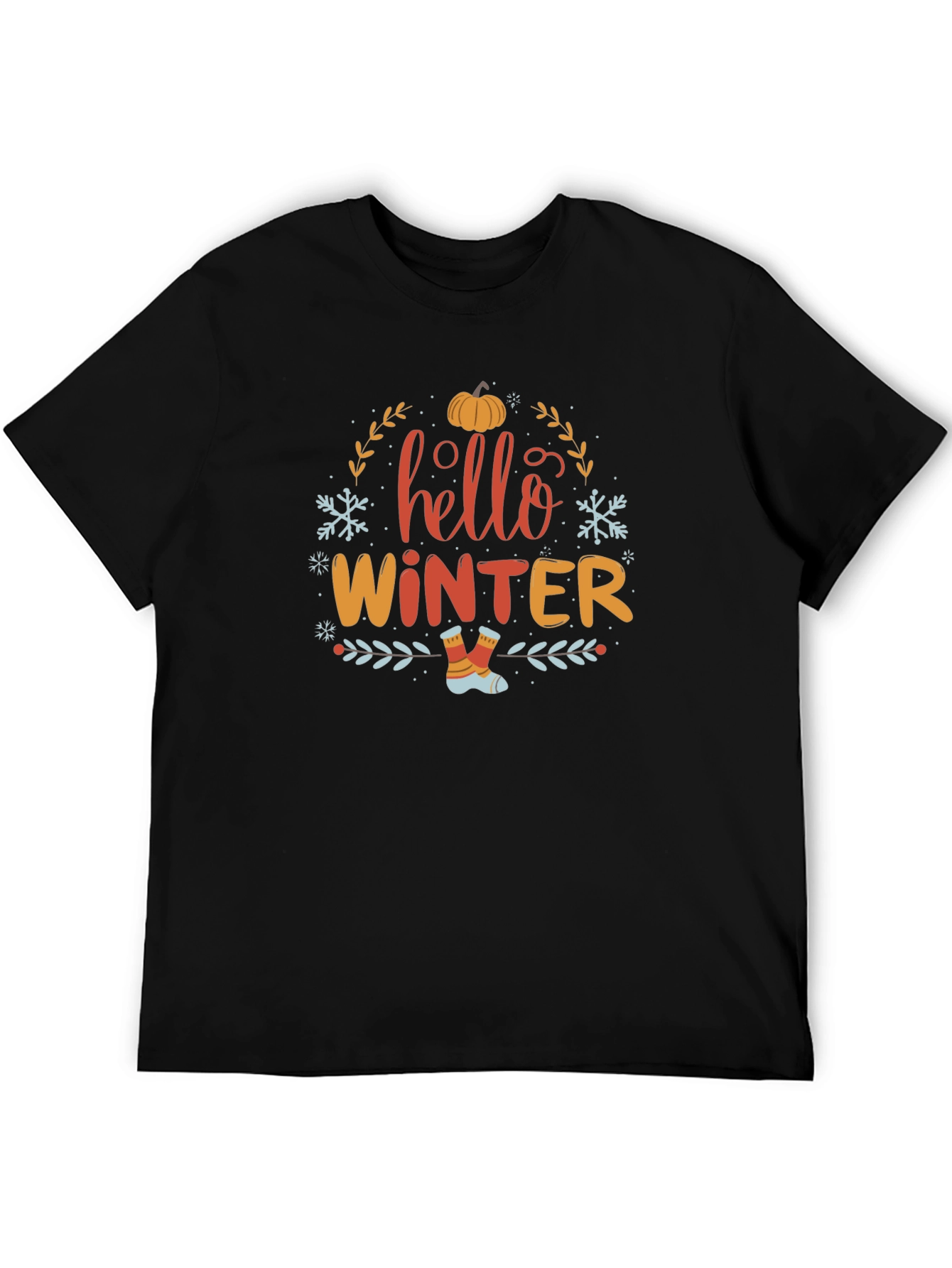 Black Hello Winter Graphic Tee - Soft Black Shirt view 5