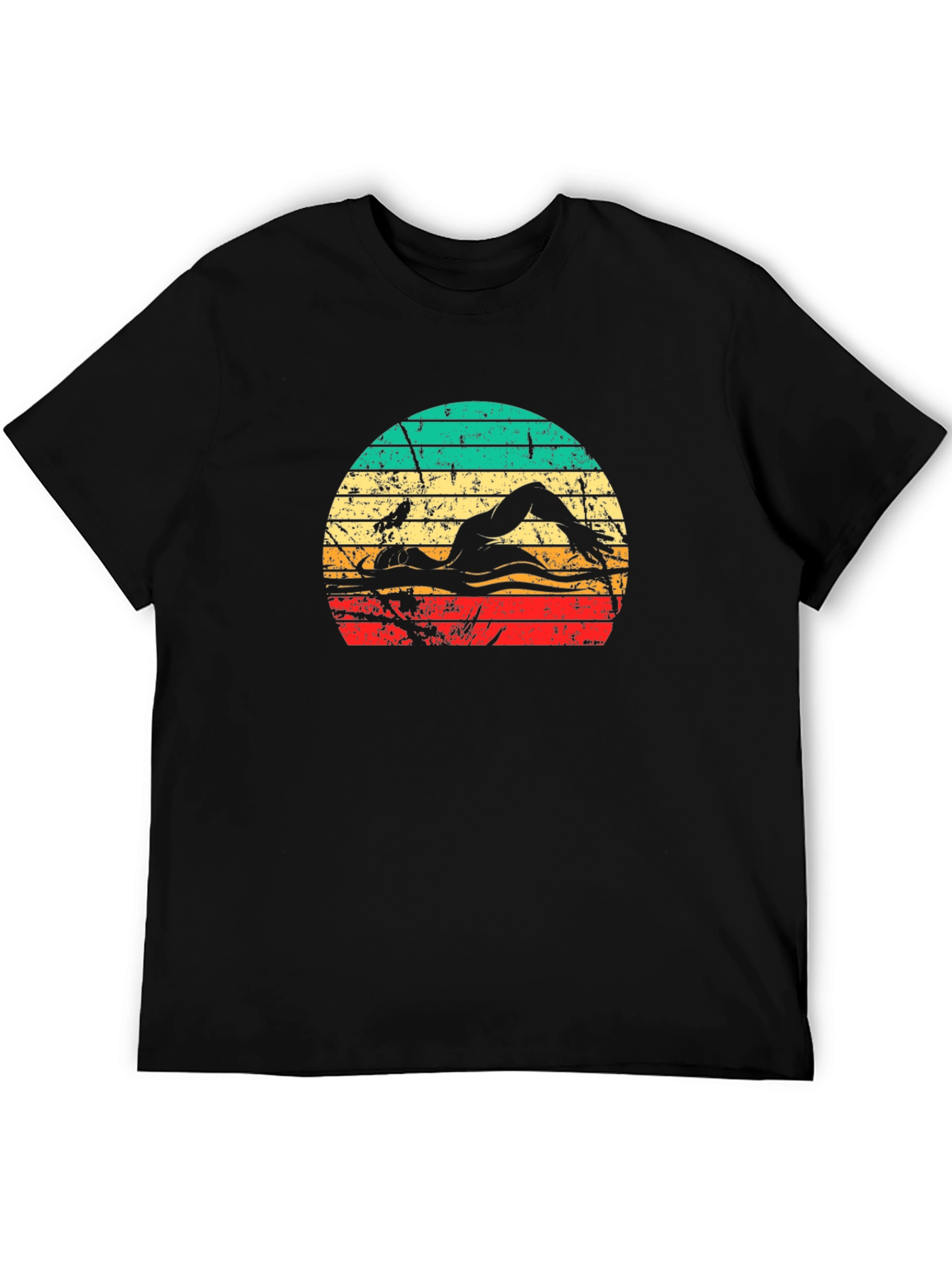Retro Swimmer Graphic T-Shirt - Black - 5