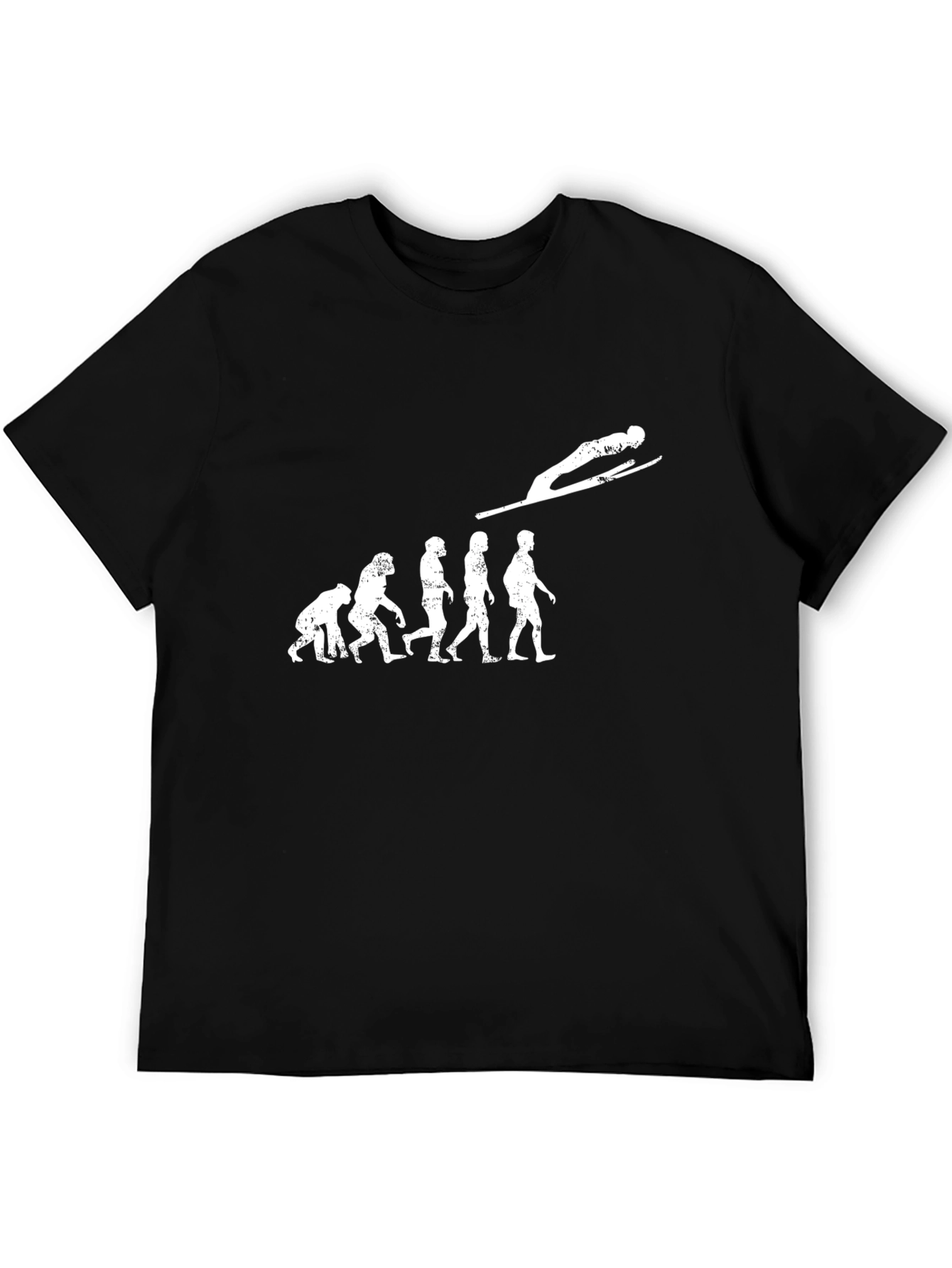 Black Evolution of Ski Jumping Black T-Shirt view 5