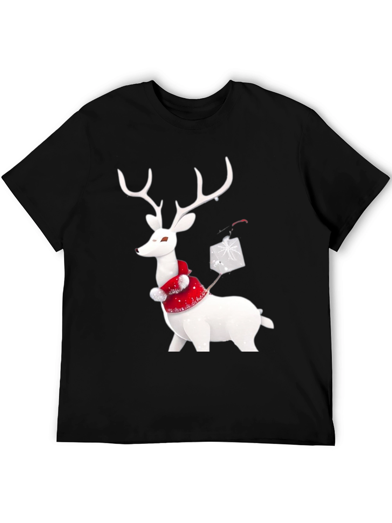 Black Festive Reindeer Graphic Tee - Holiday Apparel view 5
