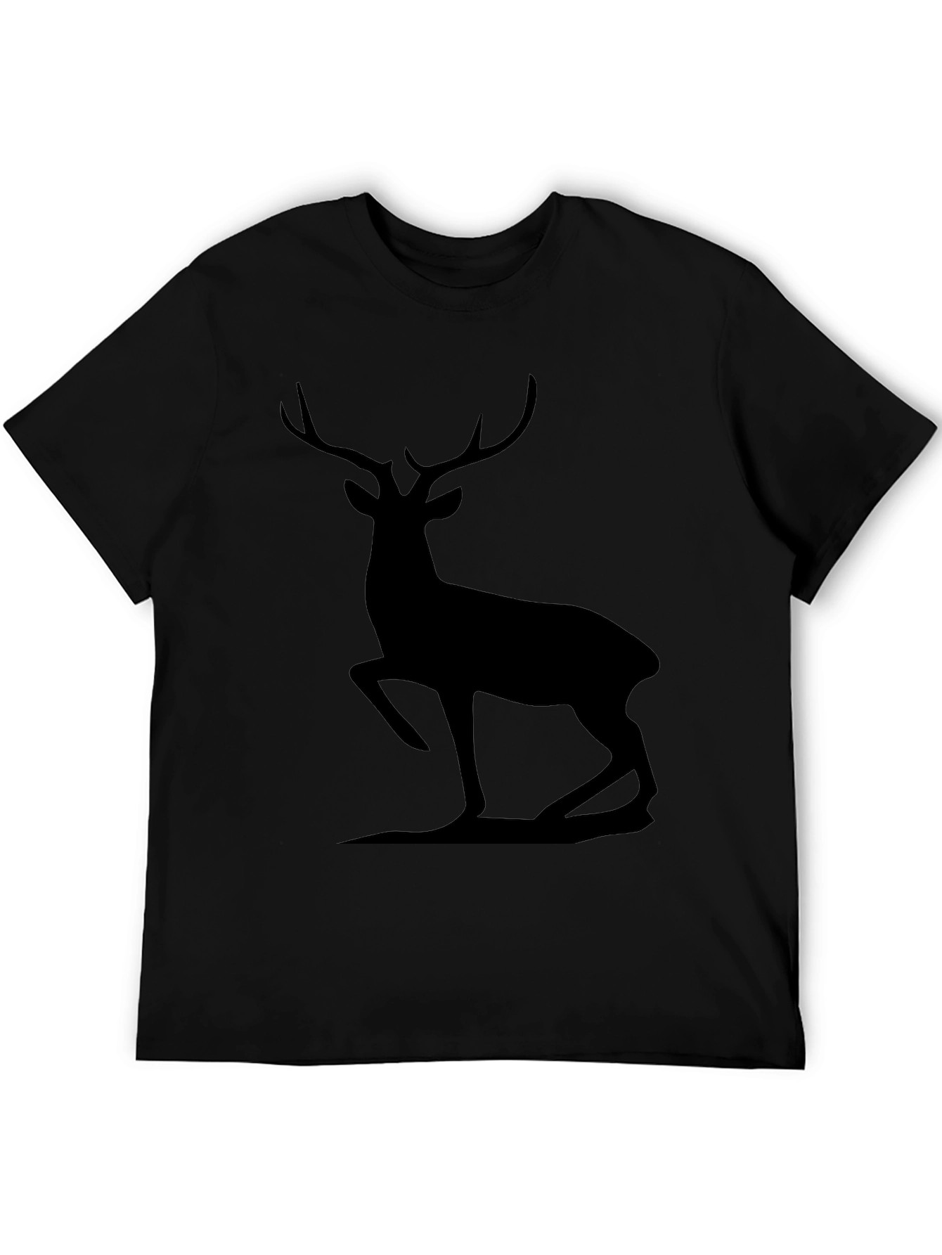 Black Men's Black Deer Silhouette Graphic Tee view 5