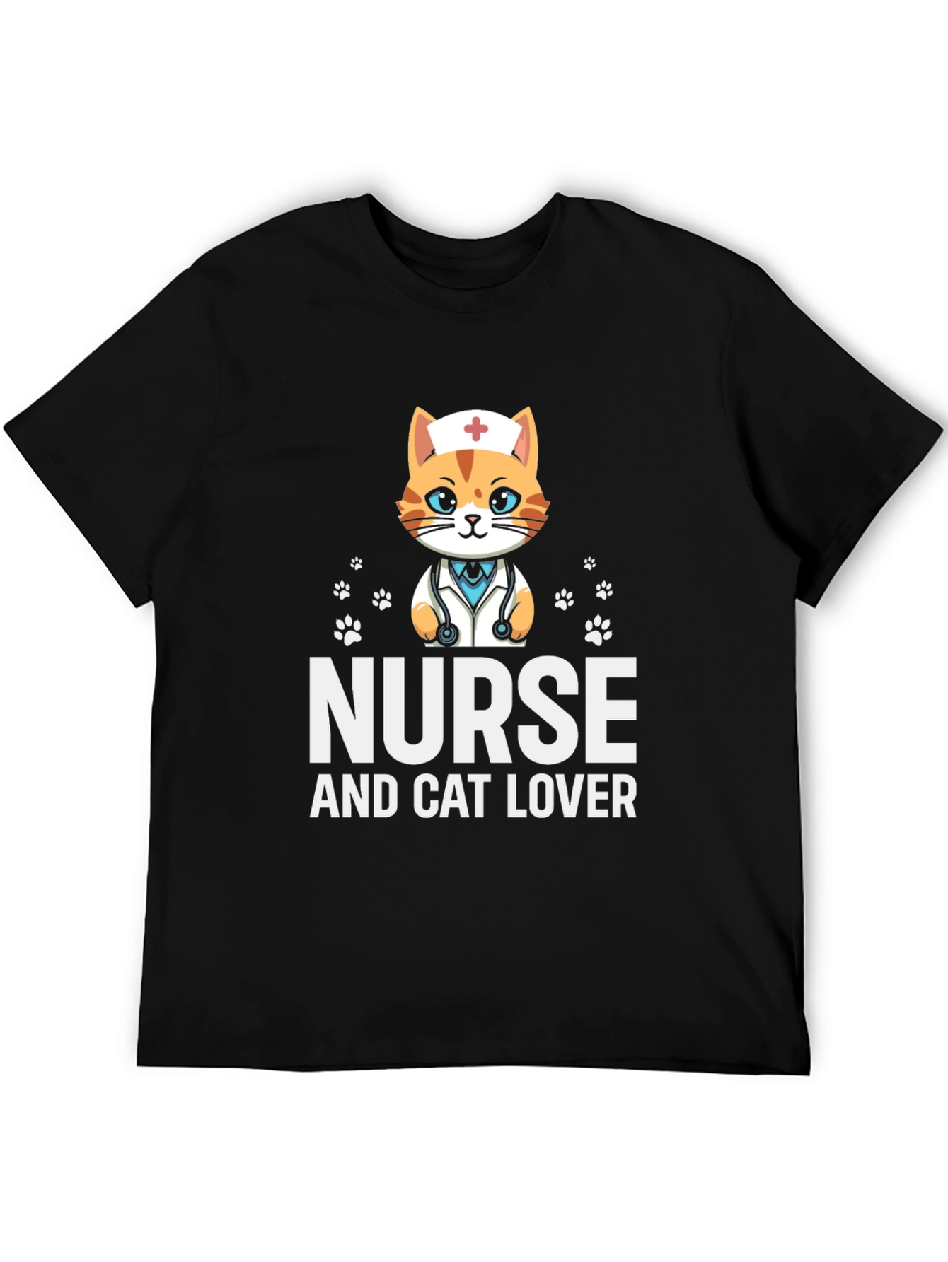 Black Nurse Cat Lover T-Shirt view 5