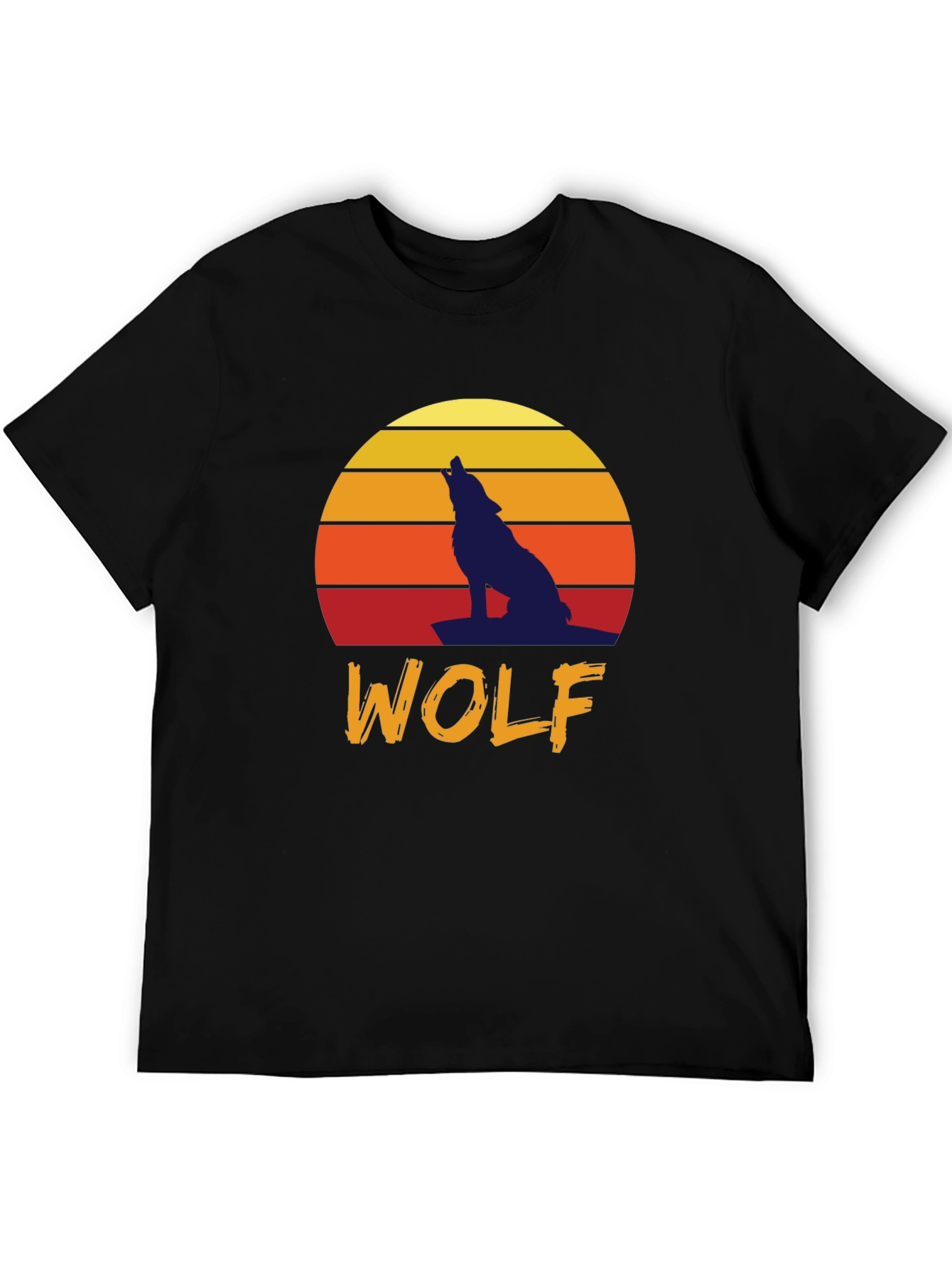 Black Wolf Sunset Graphic Tee - Vintage Style T-Shirt view 5