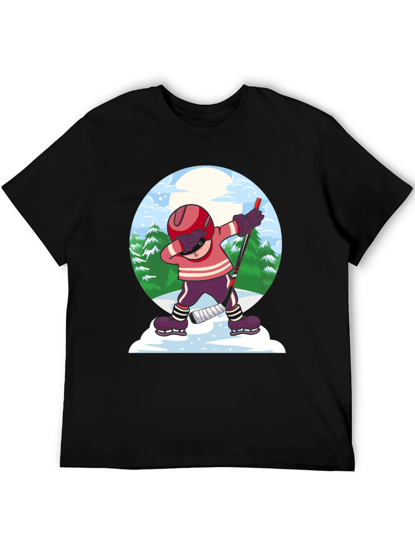 Black Dabbing Hockey Player T-Shirt view 5