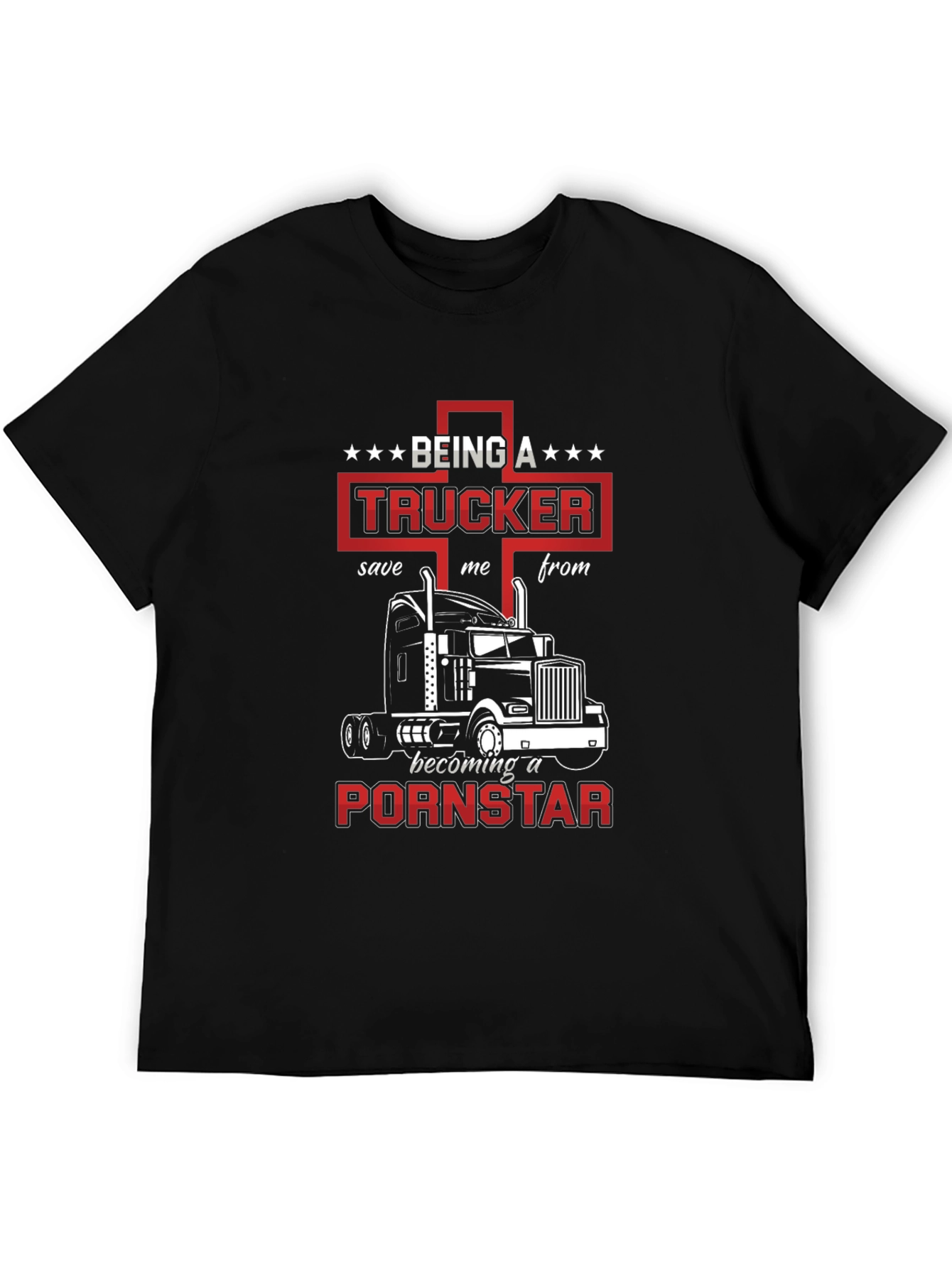 Black Trucker T-Shirt: Save Me From Becoming A Pornstar view 5