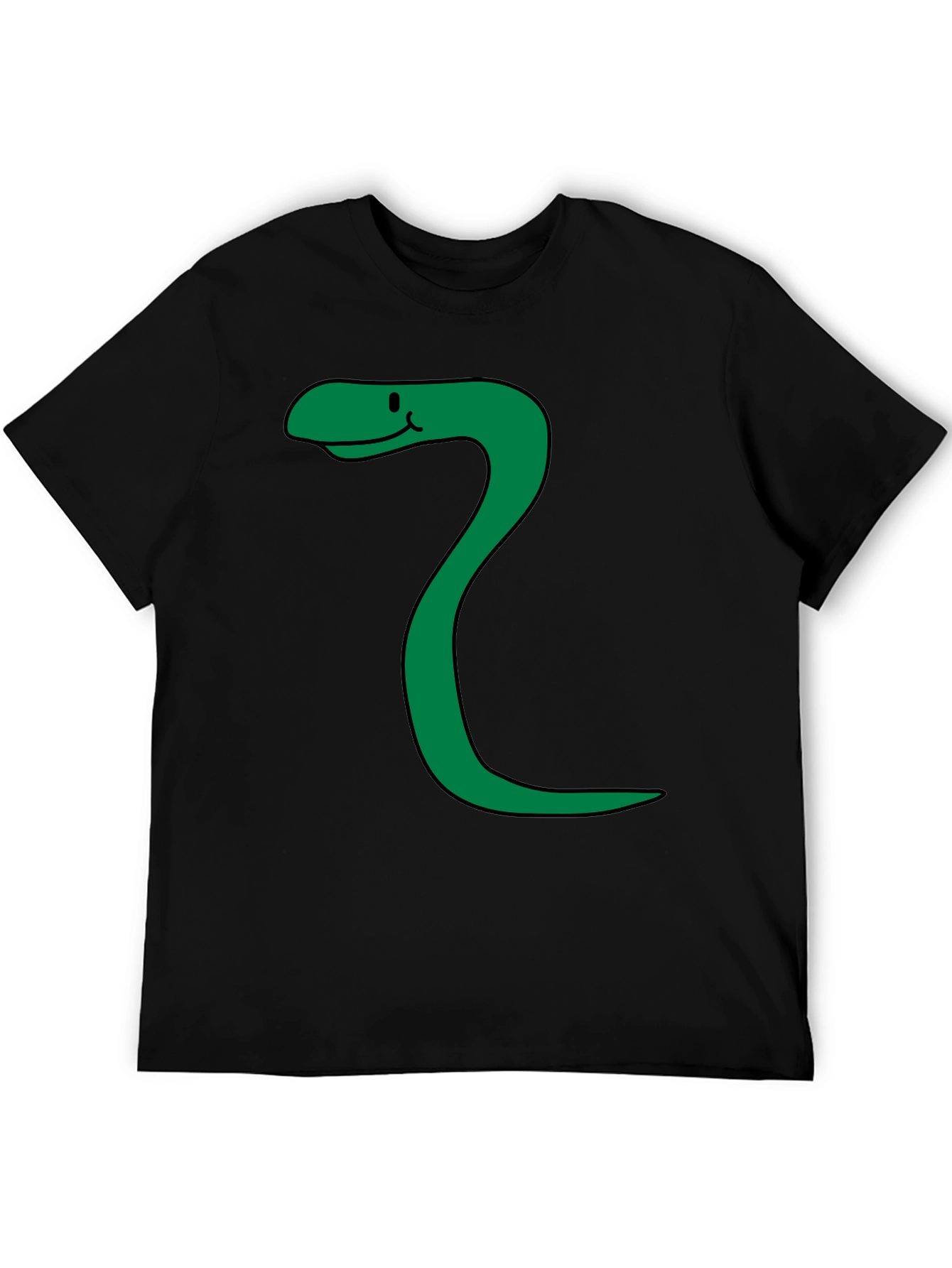 Black Funny Snake Cartoon Black T-Shirt view 5