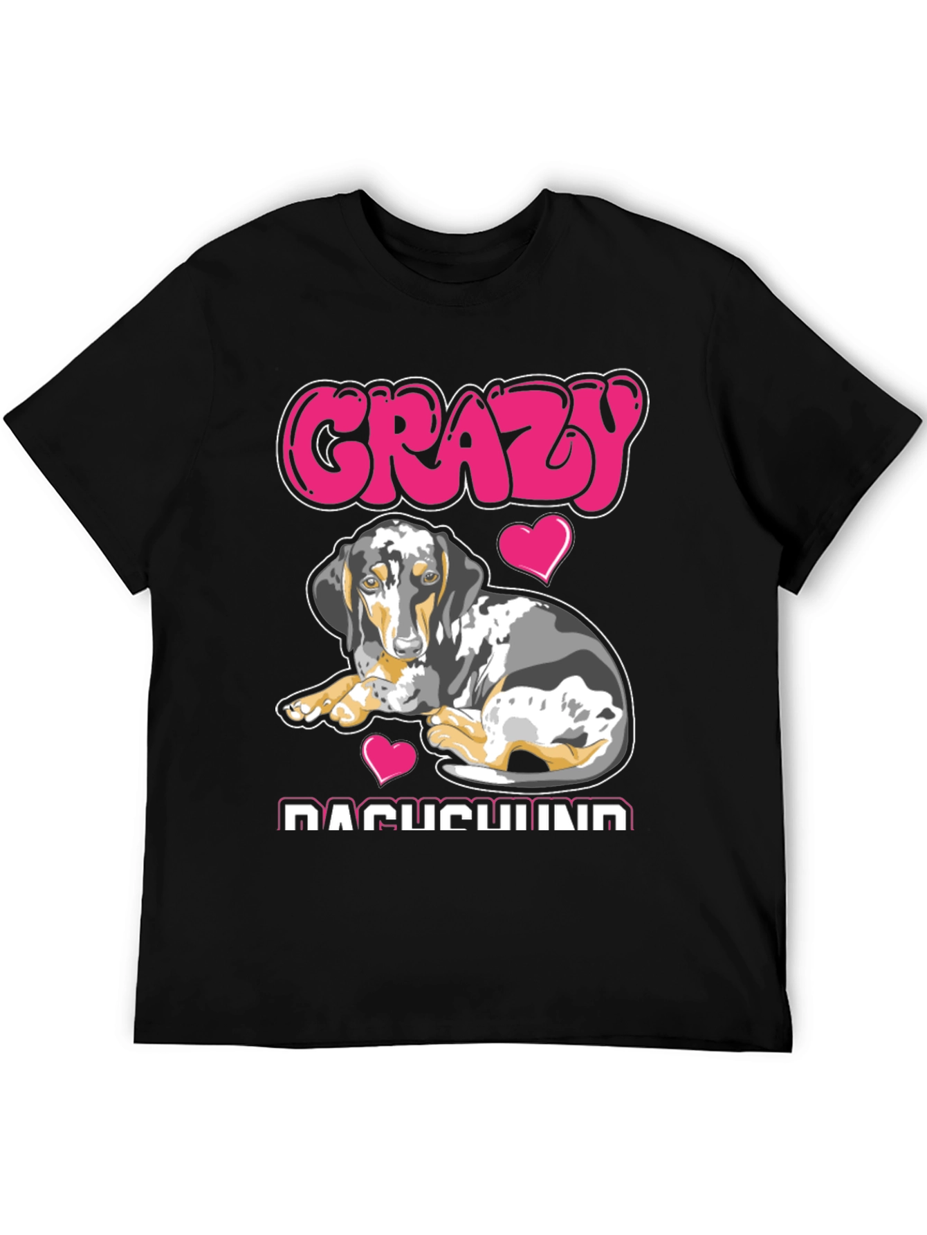 Black Crazy Dachshund T-Shirt - Dog Lover Tee view 5