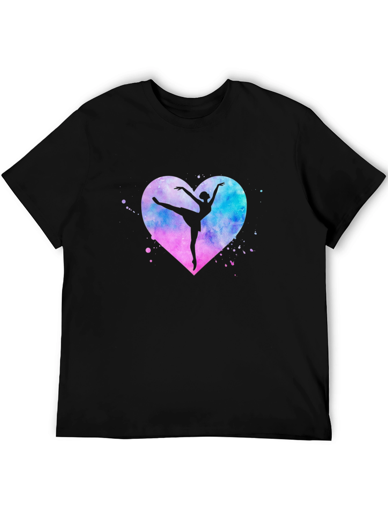 Black Ballet Dancer Heart Graphic T-Shirt - Stylish Black Tee view 5