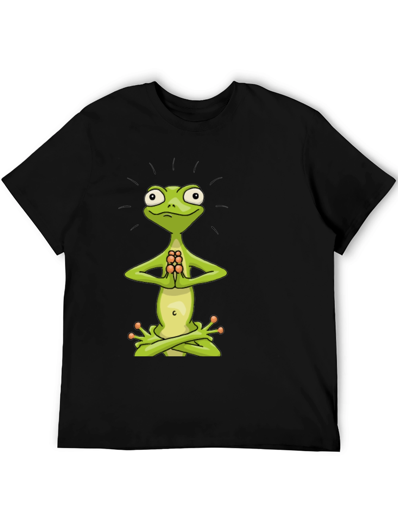 Black Zen Frog Tee - Meditating Cartoon Frog T-Shirt view 5