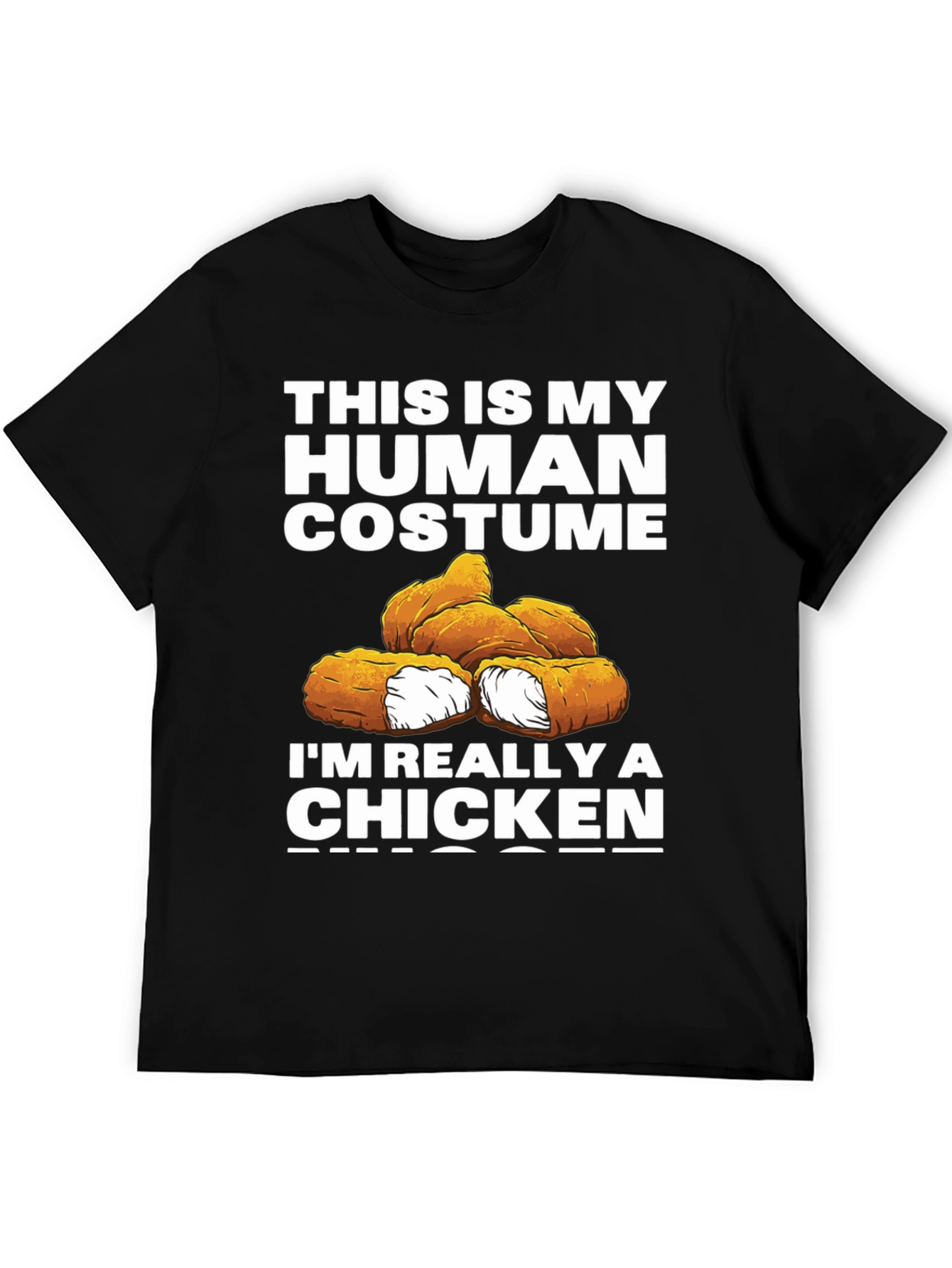 Black Funny Human Costume Chicken Nuggets T-Shirt view 5