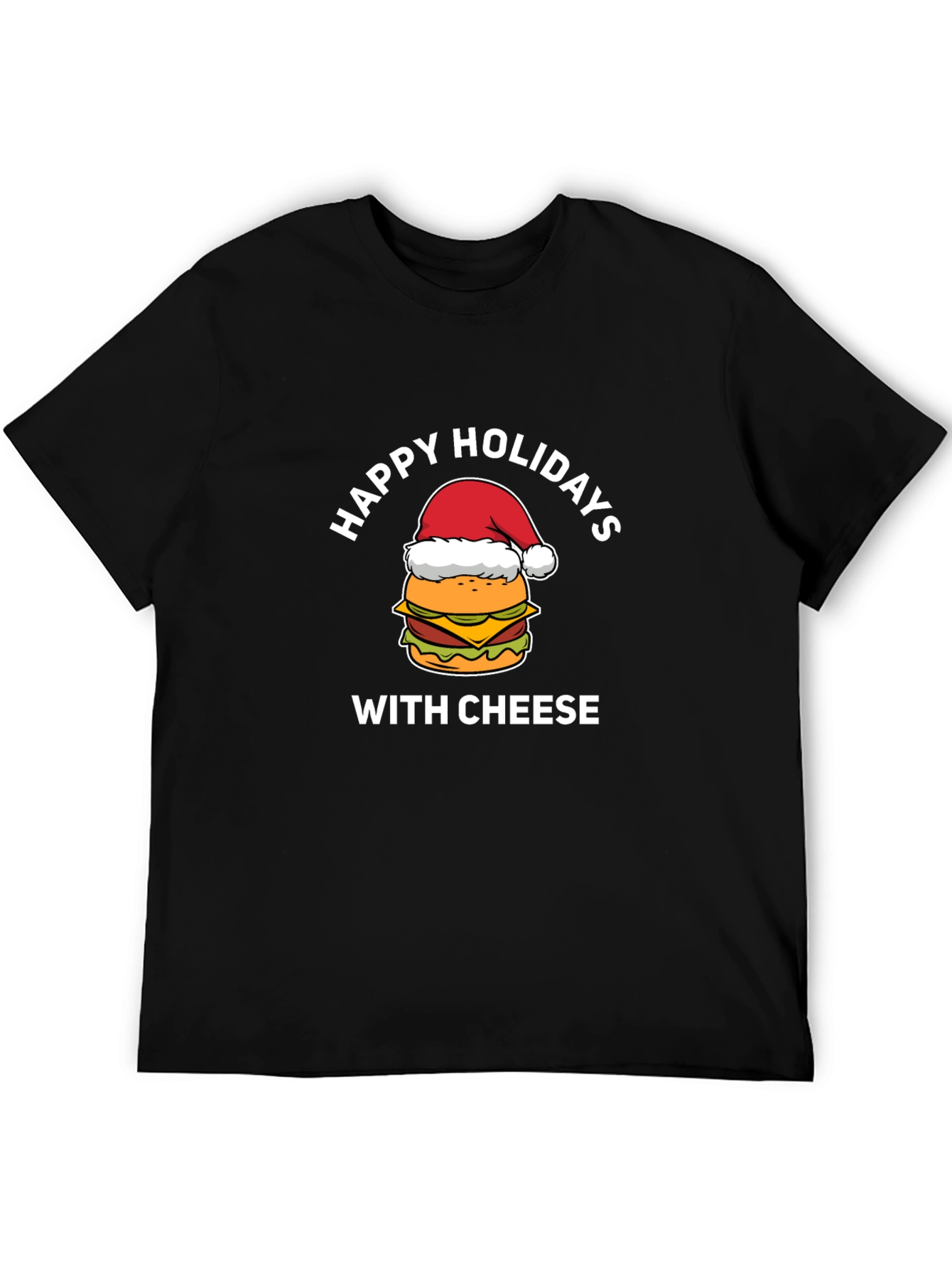 Black Happy Holidays With Cheese Burger T-Shirt view 5