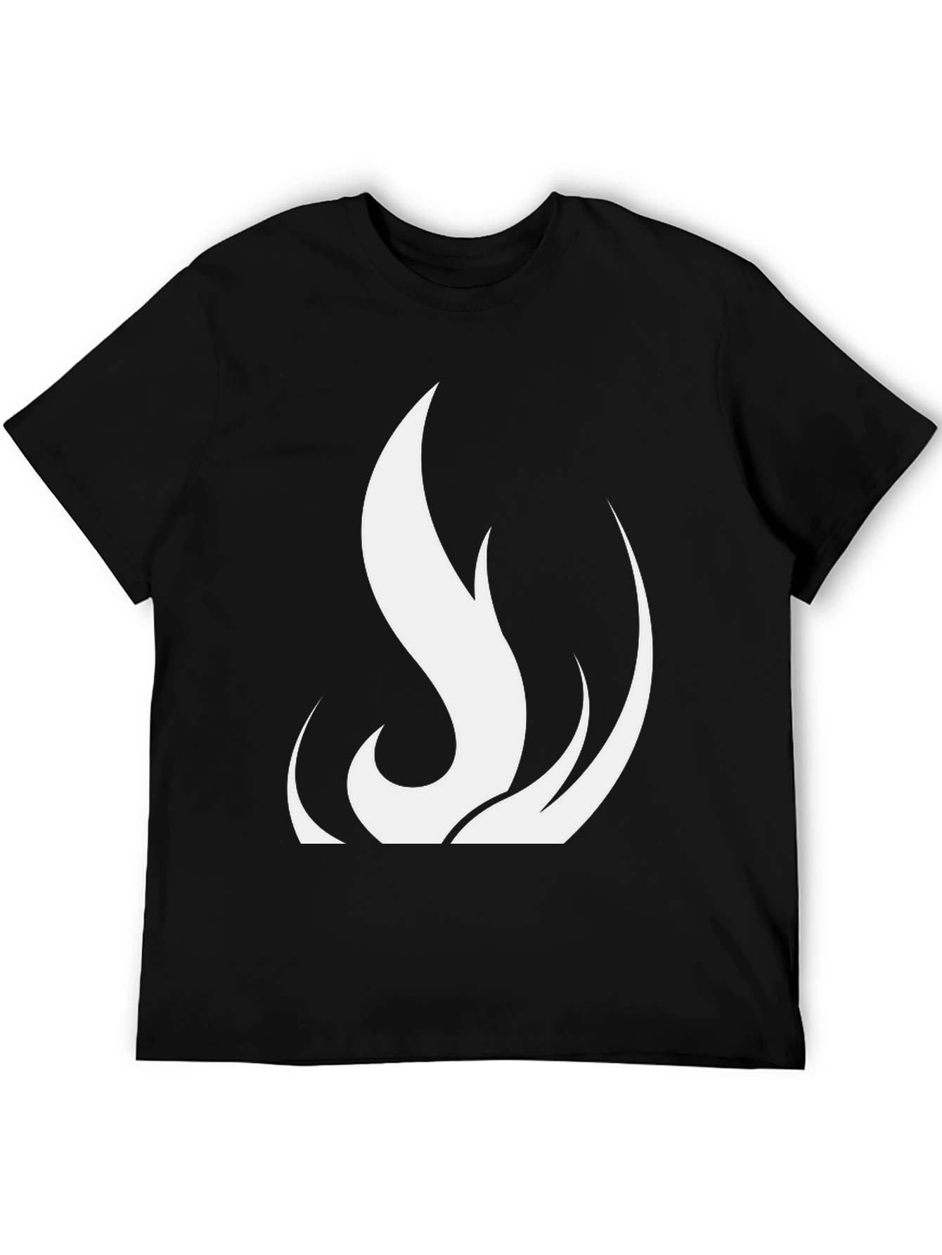 Black Black T-Shirt with White Flame Design view 5