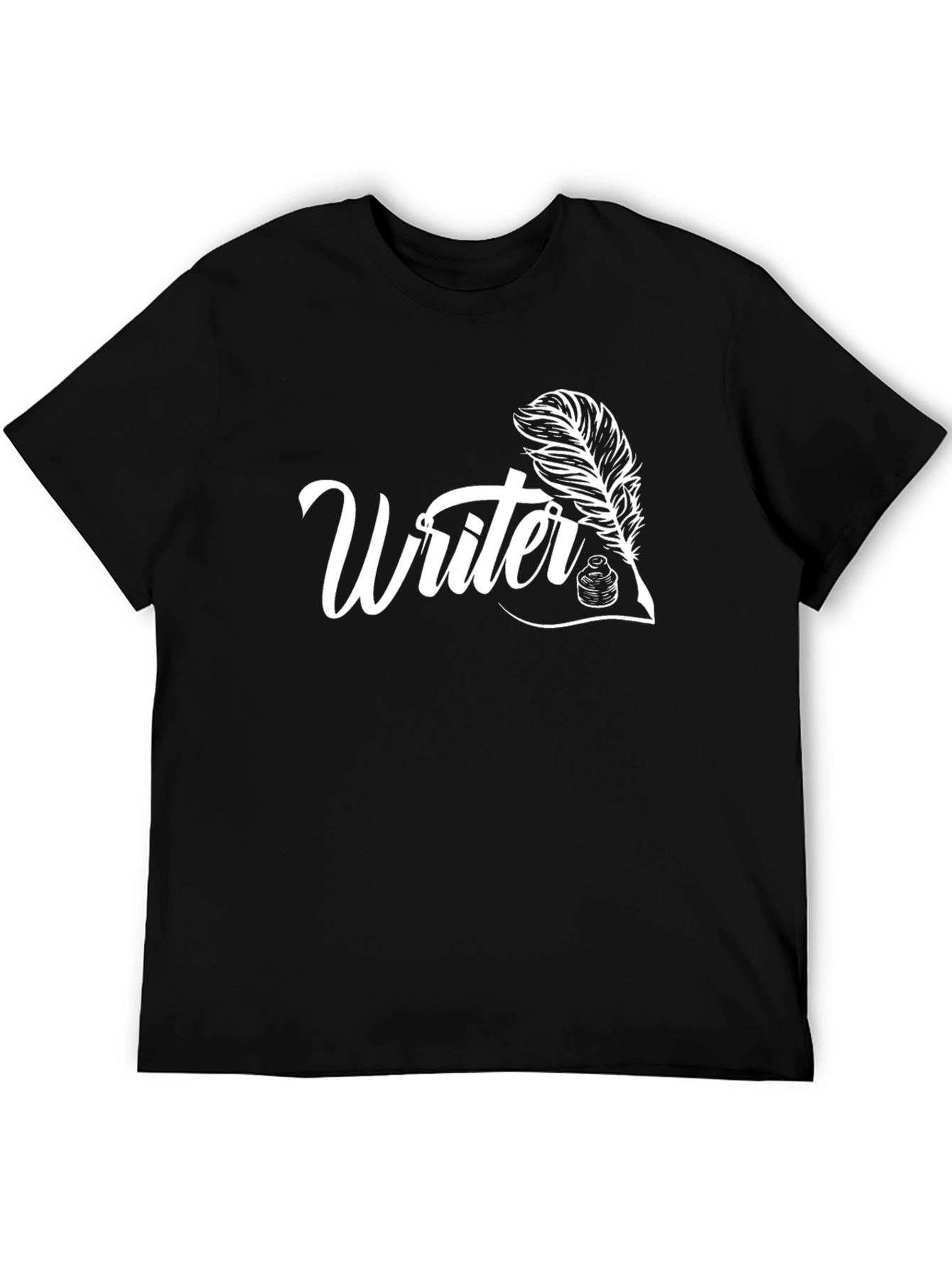 Black Writer Feather Graphic Tee - Black Cotton Blend view 5
