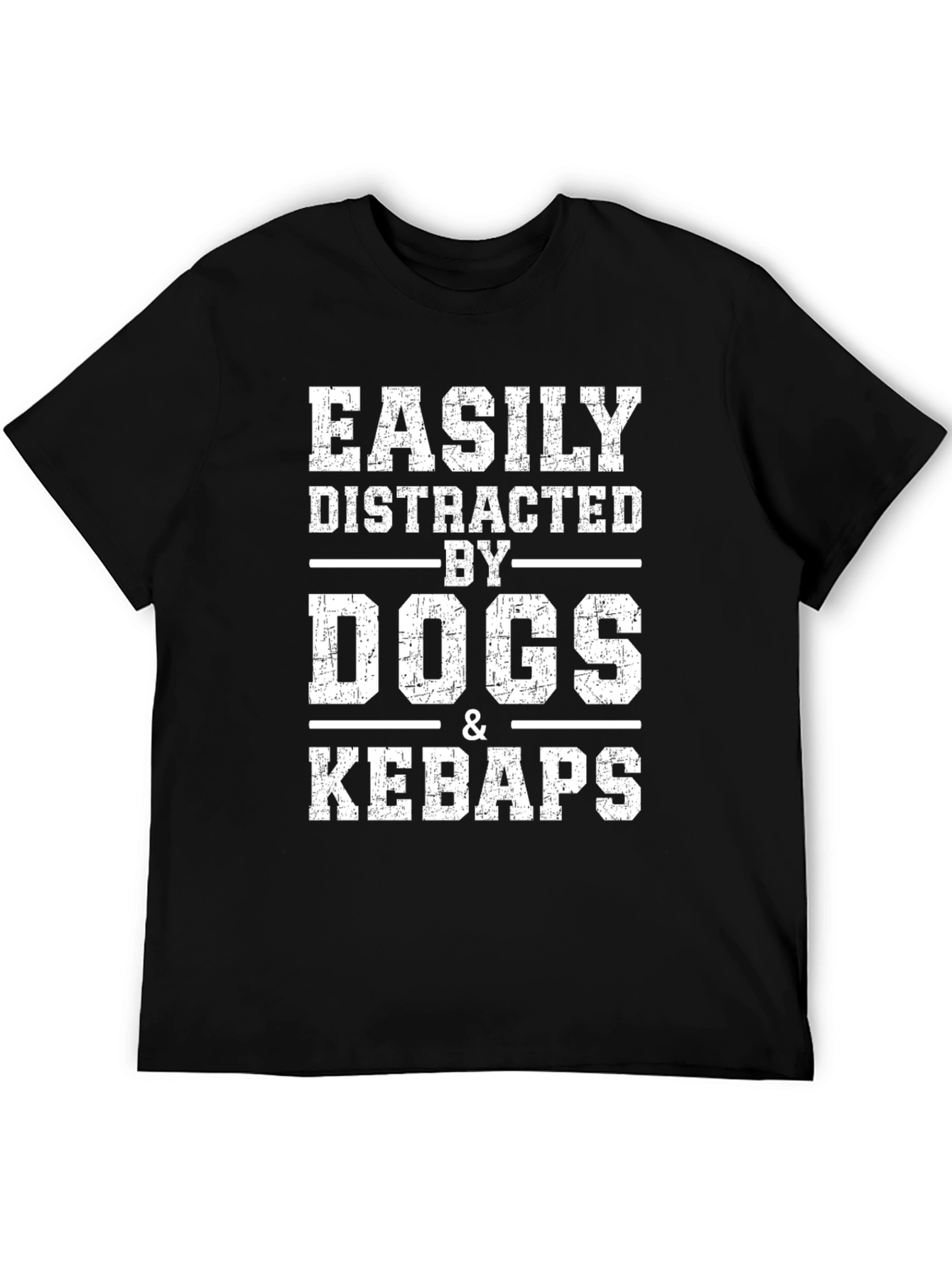 Black Easily Distracted By Dogs & Kebabs T-Shirt view 5