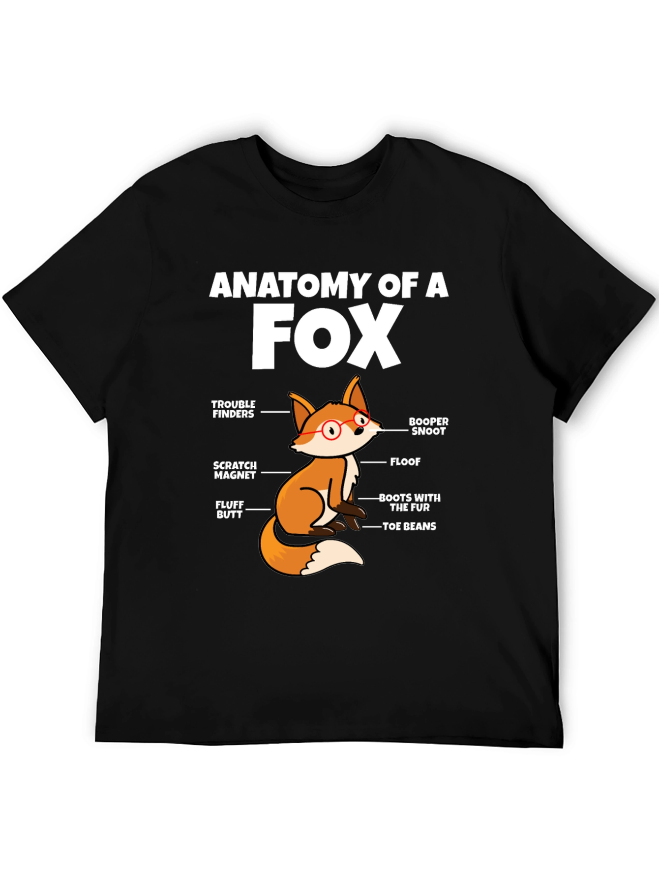 Black Anatomy of a Fox Funny T-Shirt view 5