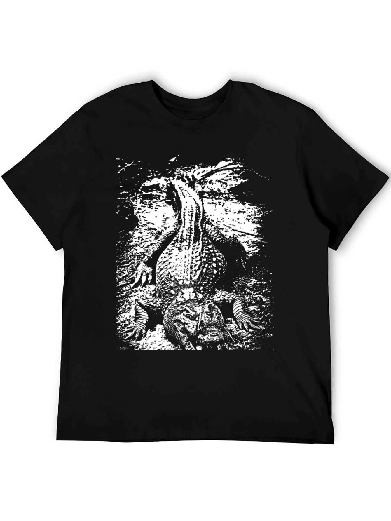 Black Crocodile Graphic Tee - Black Cotton T-Shirt view 5