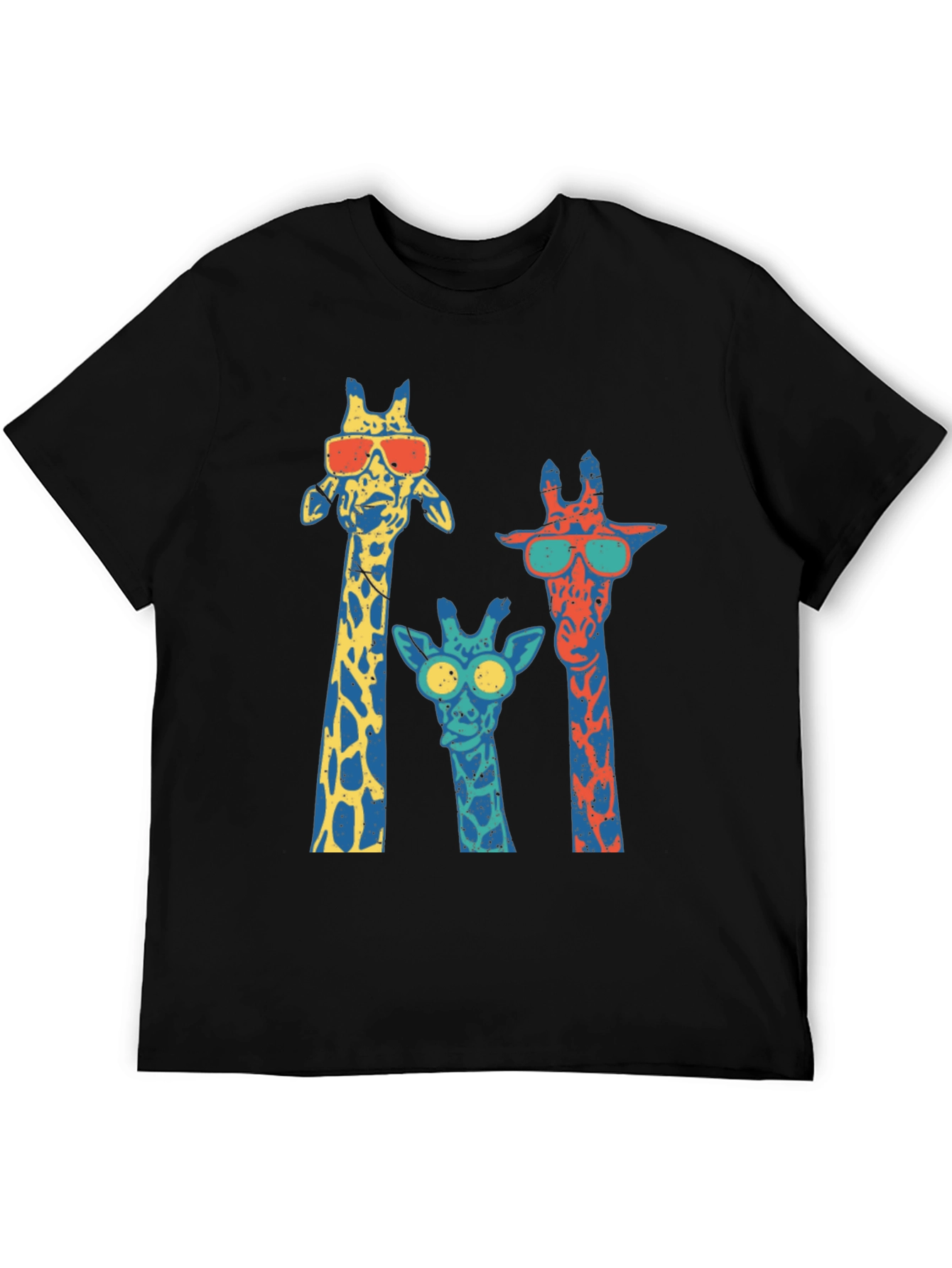 Black Cool Giraffe Crew Neck T-Shirt view 5