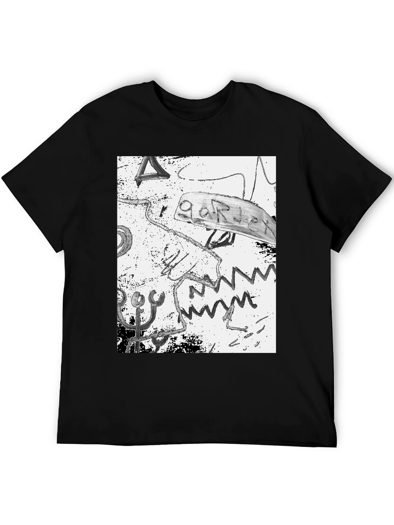 Black Abstract Graphic Print Black Cotton T-Shirt view 5