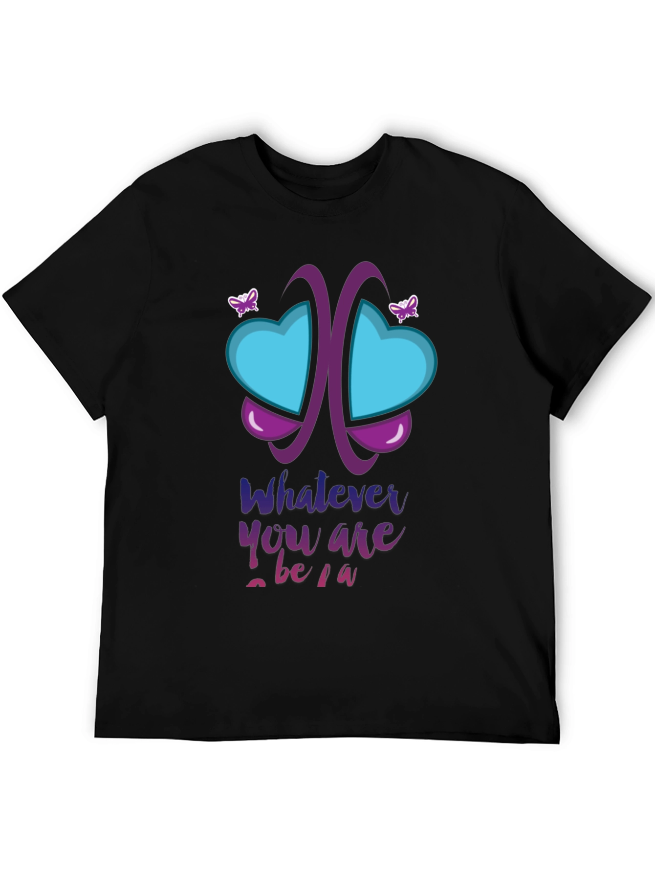 Black Unique Butterfly Heart Graphic T-Shirt view 5