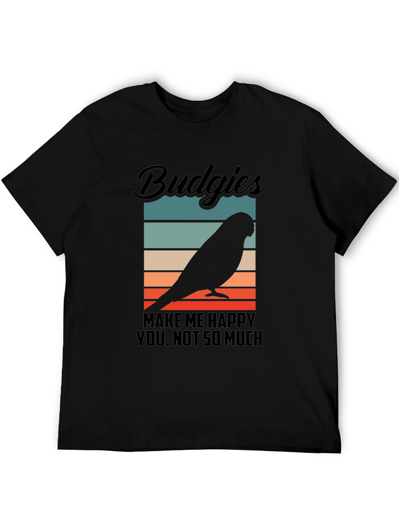 Black Budgies Make Me Happy T-Shirt view 5