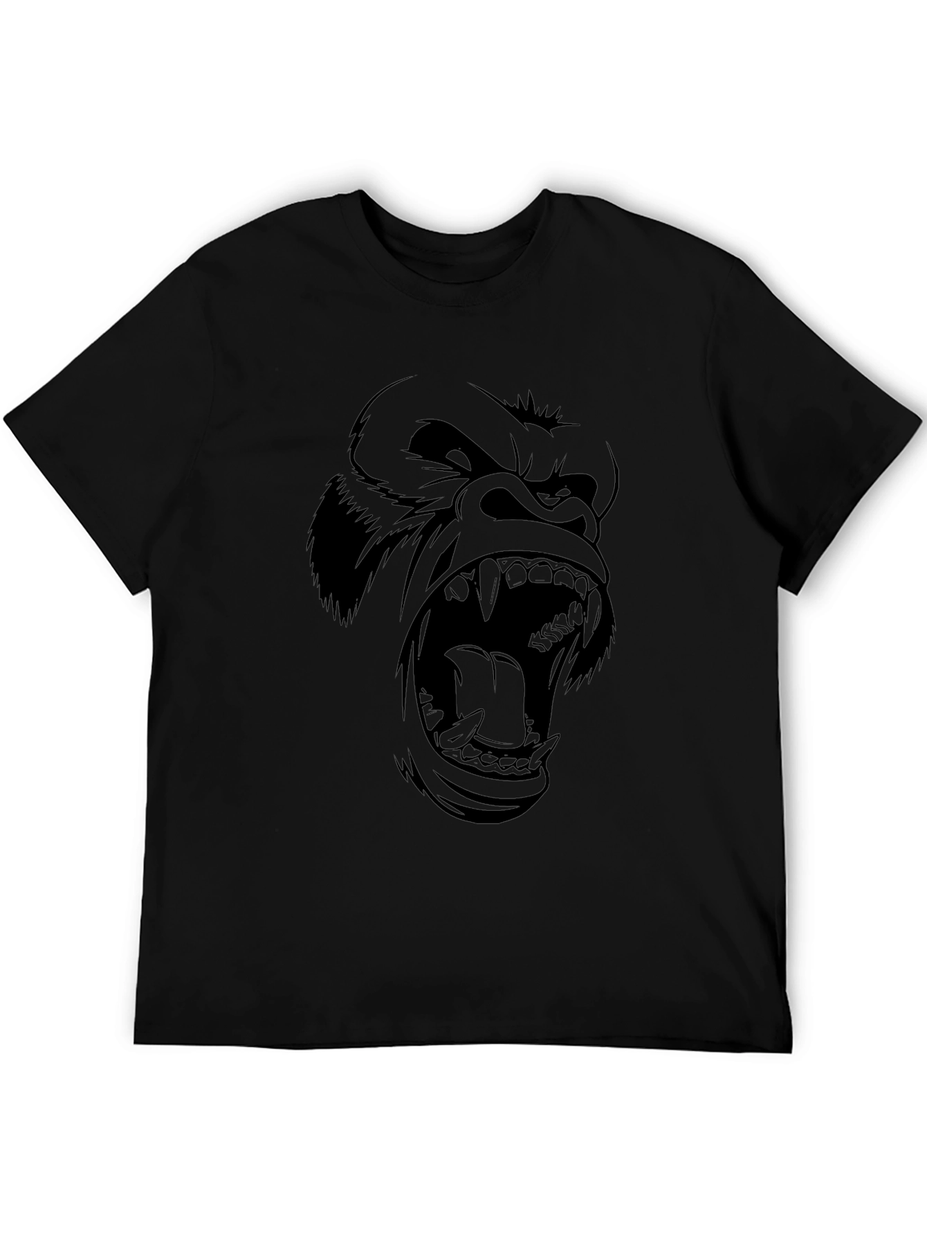 Black Men's Black Gorilla Graphic Print T-Shirt view 5