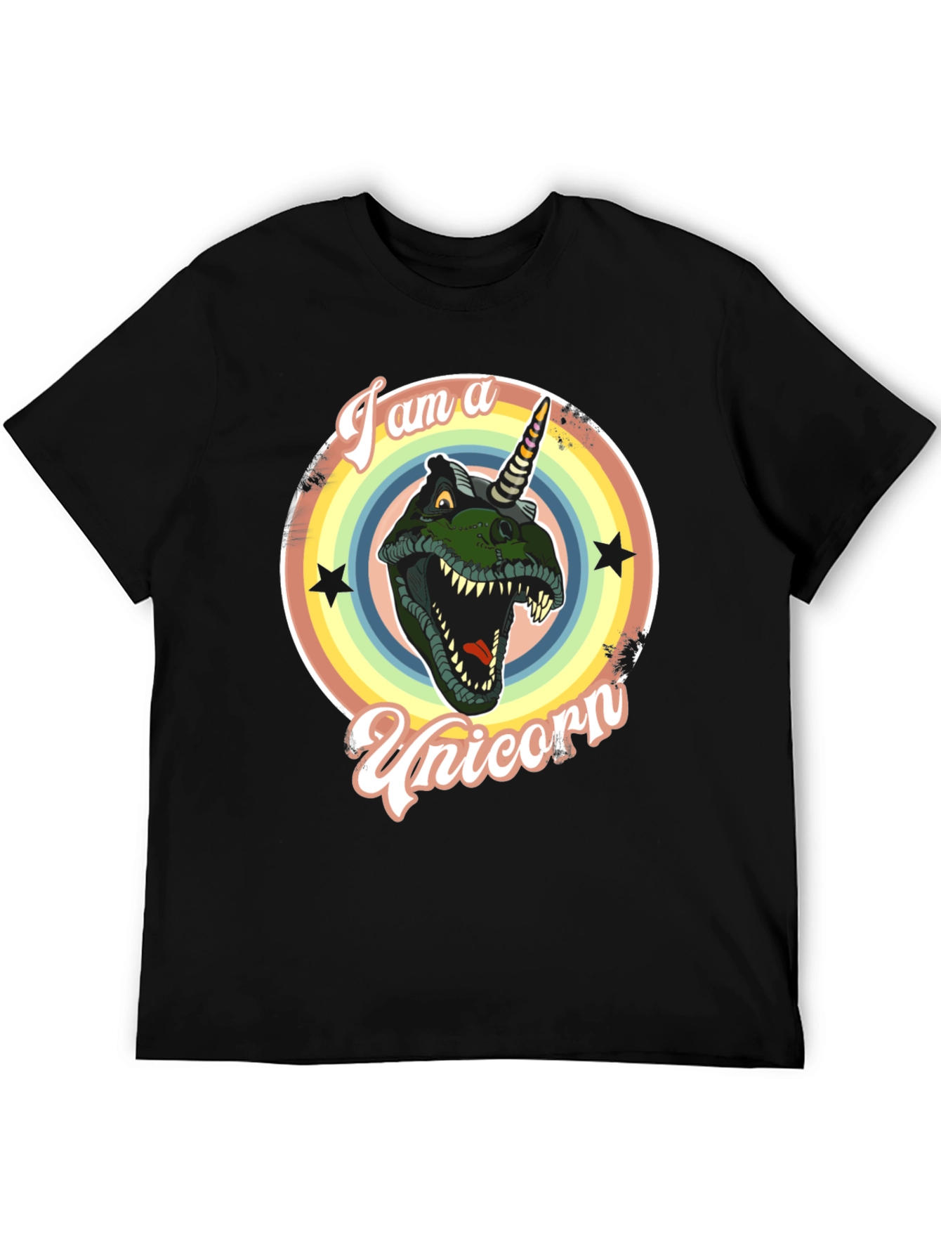 Black I am a Unicorn Dinosaur T-Shirt view 5