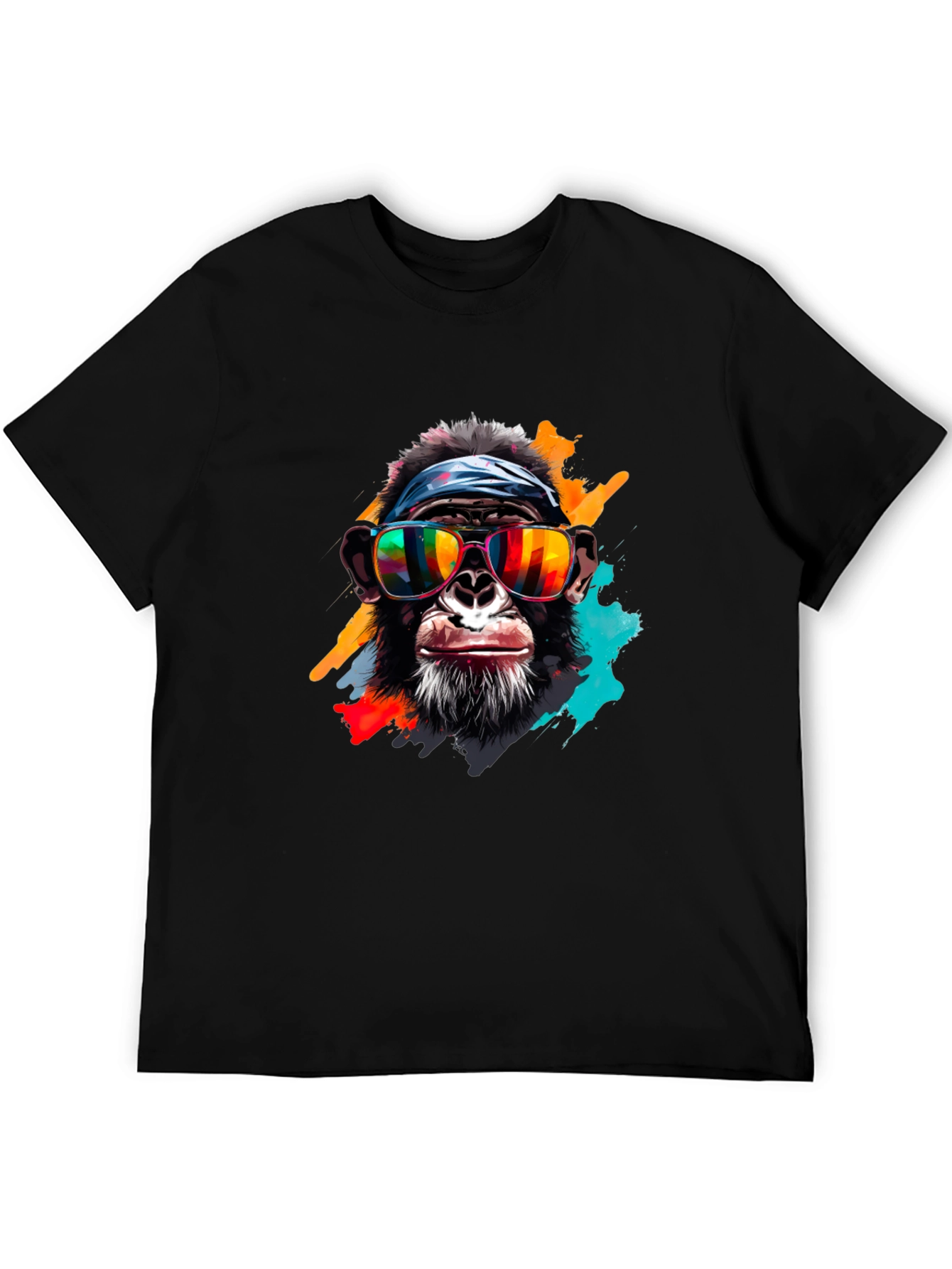 Black Cool Chimpanzee Graphic Black T-Shirt view 5