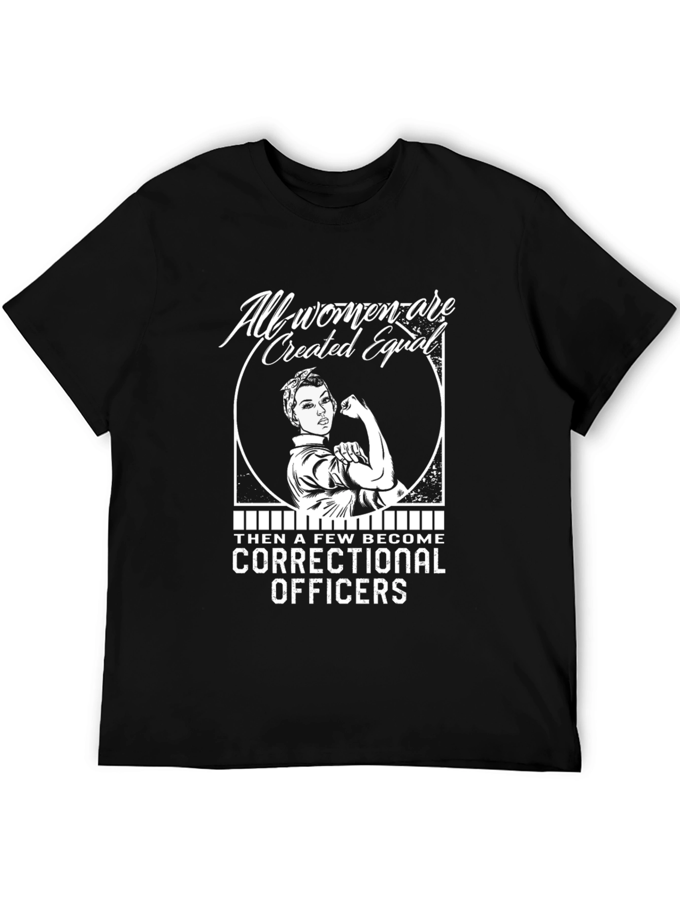 Black Correctional Officer Rosie the Riveter T-Shirt view 5