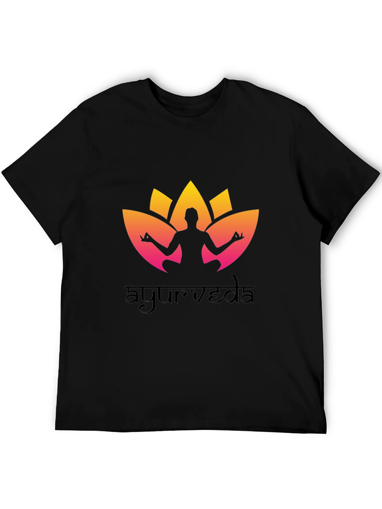 Black Ayurveda Yoga T-Shirt - Black Cotton view 5