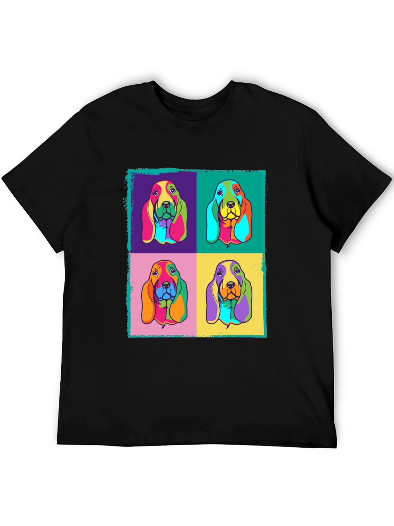 Black Pop Art Basset Hound Graphic Tee view 5