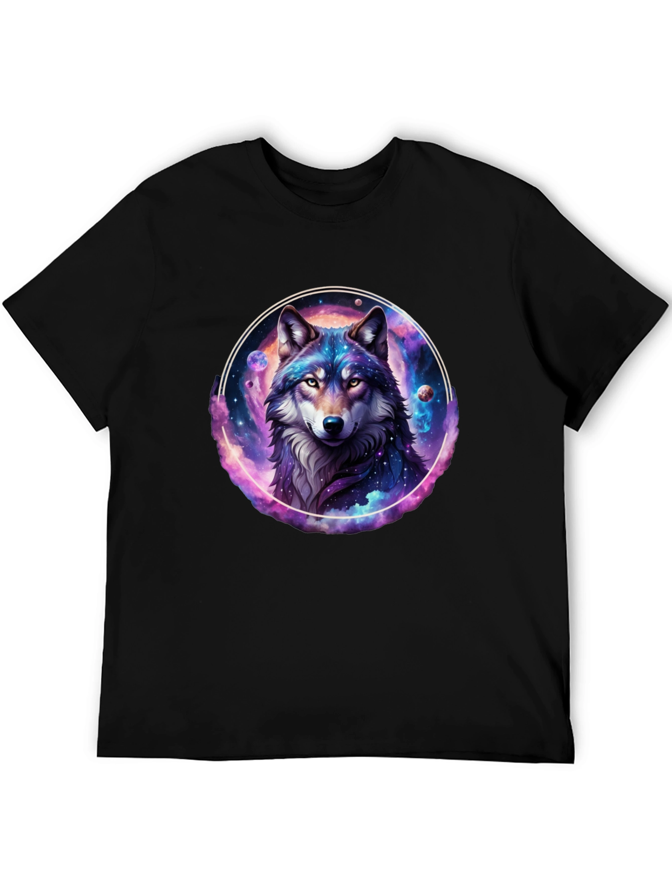 Black Cosmic Wolf Graphic Tee - Black T-Shirt view 5