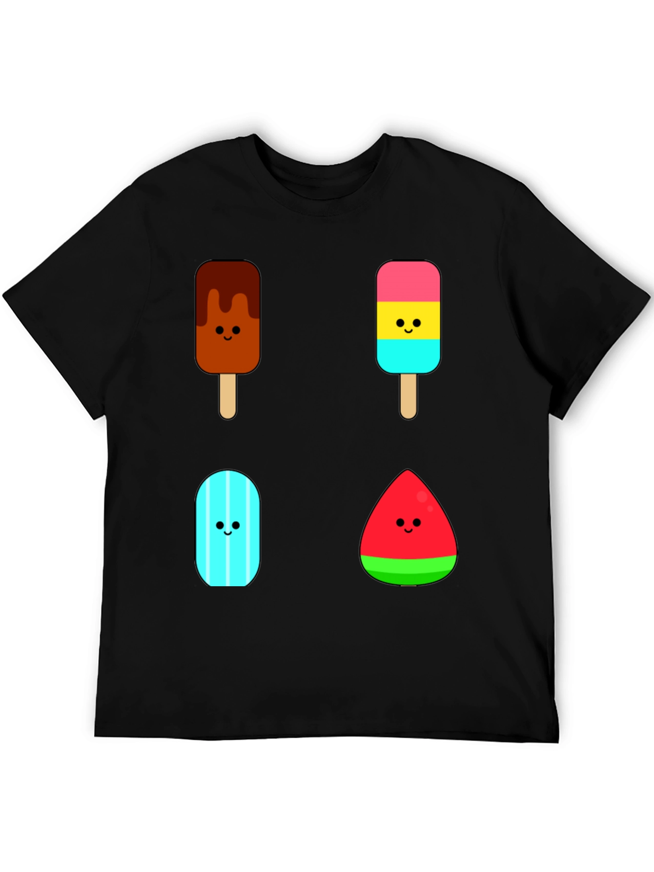 Black Cute Ice Cream Pops Graphic Tee - Black T-Shirt view 5