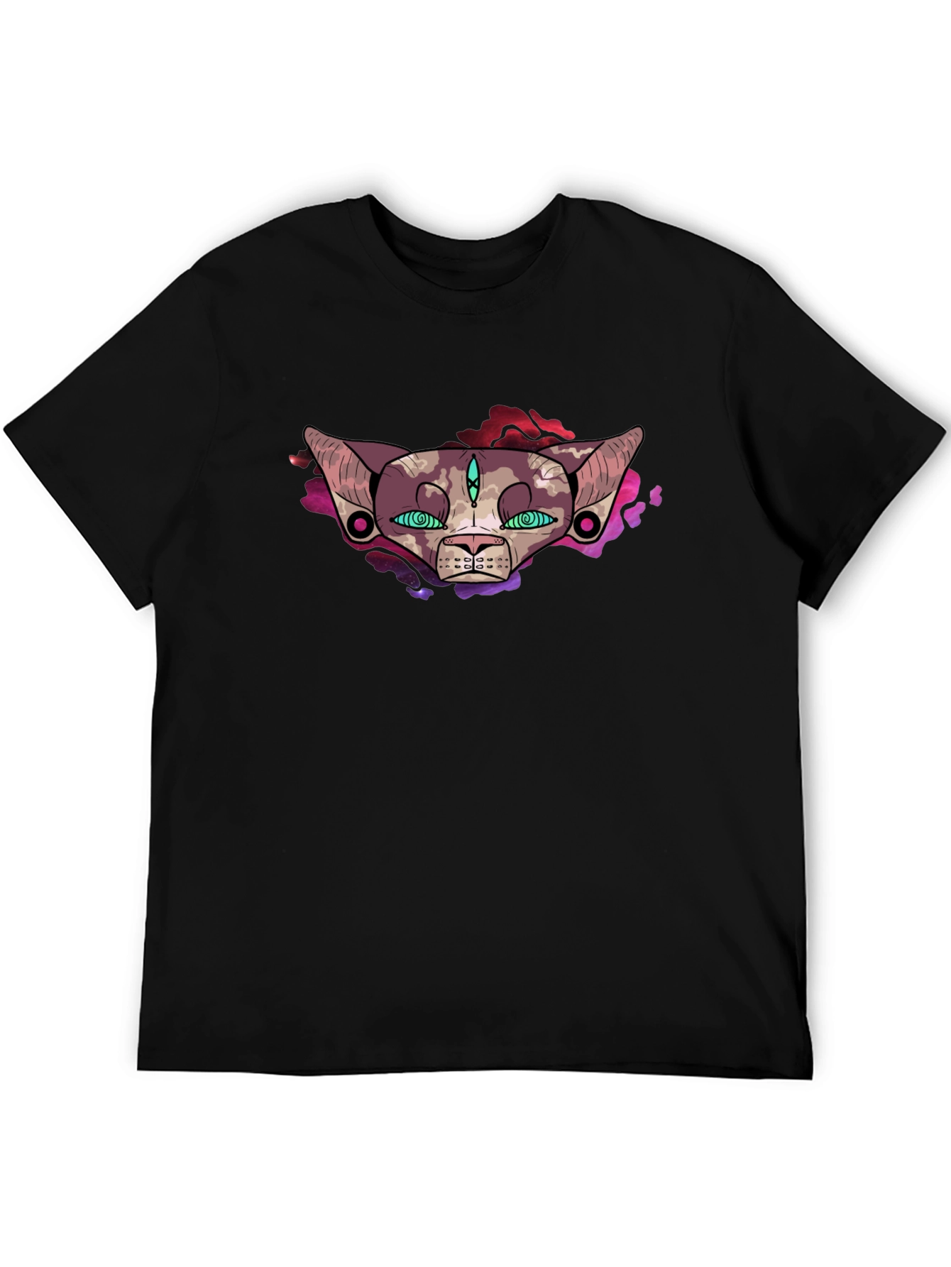 Black Mystic Cat Graphic T-Shirt - Black view 5