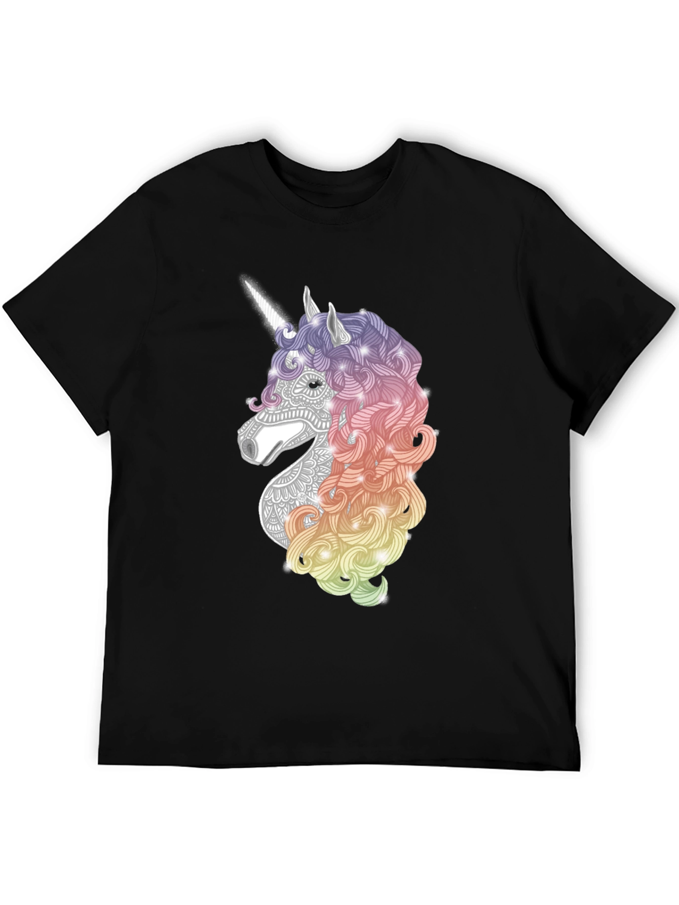 Black Unicorn Graphic Tee - Black Cotton Casual T-Shirt view 5