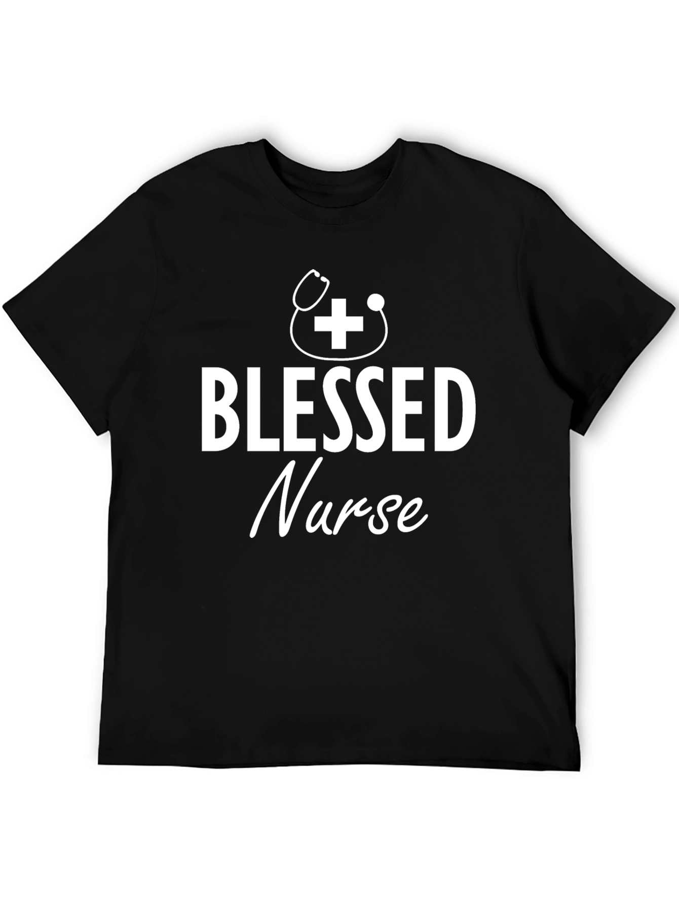 Black Blessed Nurse T-Shirt - Black - Medical Professional view 5