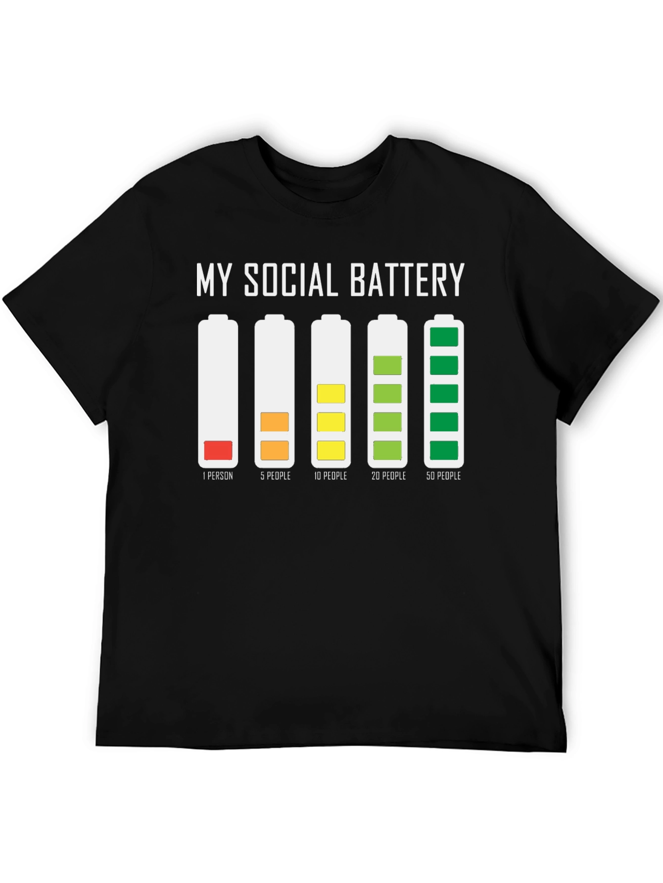 Black Social Battery Graphic T-Shirt view 5