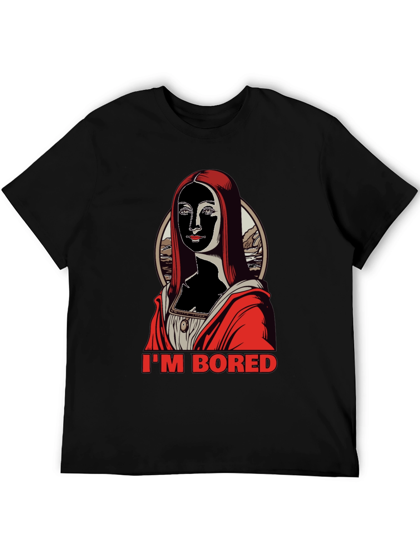 Black I'm Bored Mona T-Shirt - Black view 5