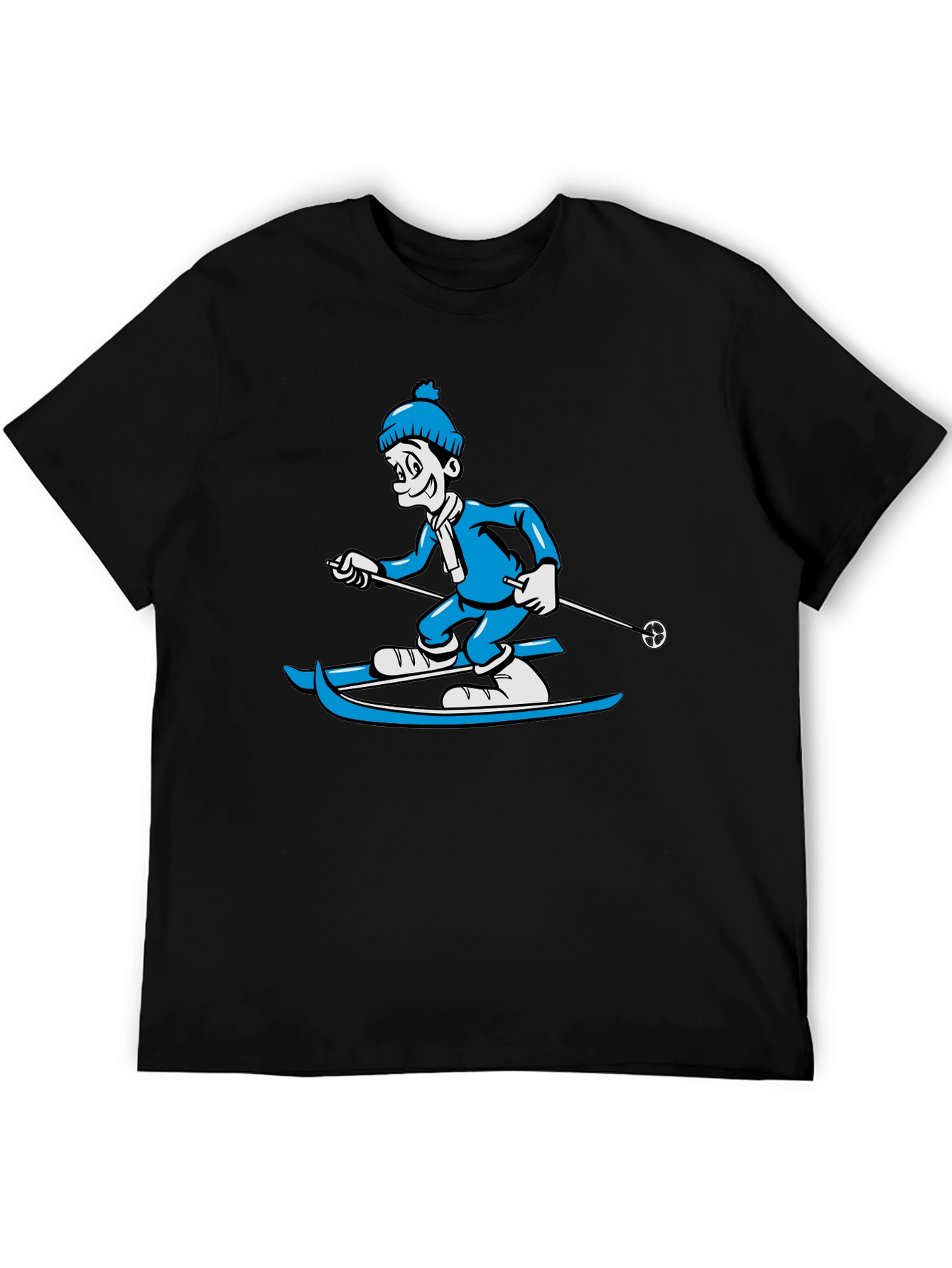 Black Skiing Cartoon Graphic Tee view 5
